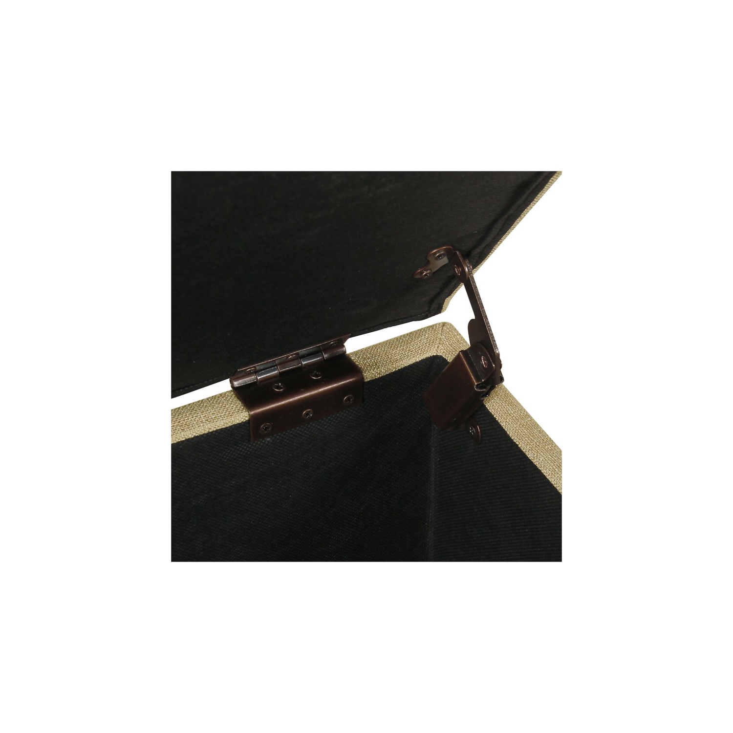 HomePop Luxury Transitional Fabric Storage Ottoman in Tan Finish