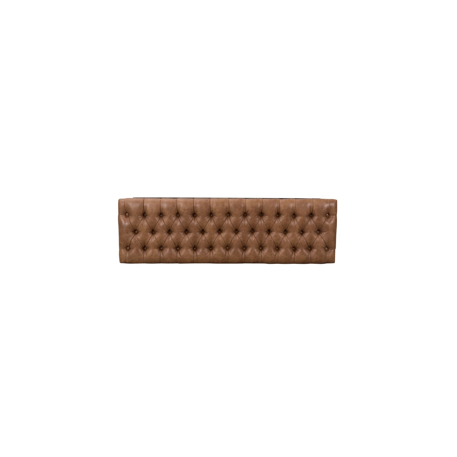 HomePop Draper Modern Faux Leather Large Bench with Button Tufting in Brown