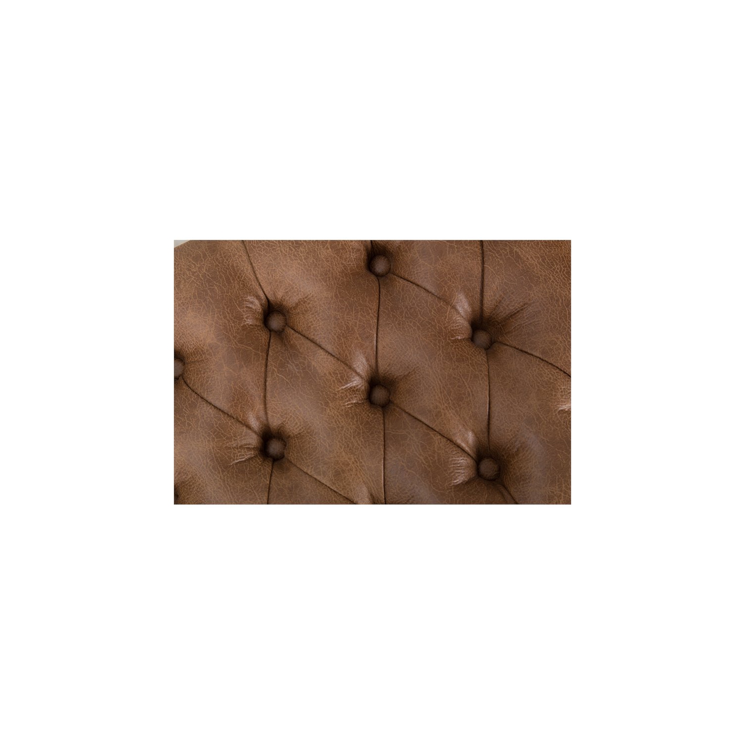 HomePop Draper Modern Faux Leather Large Bench with Button Tufting in Brown