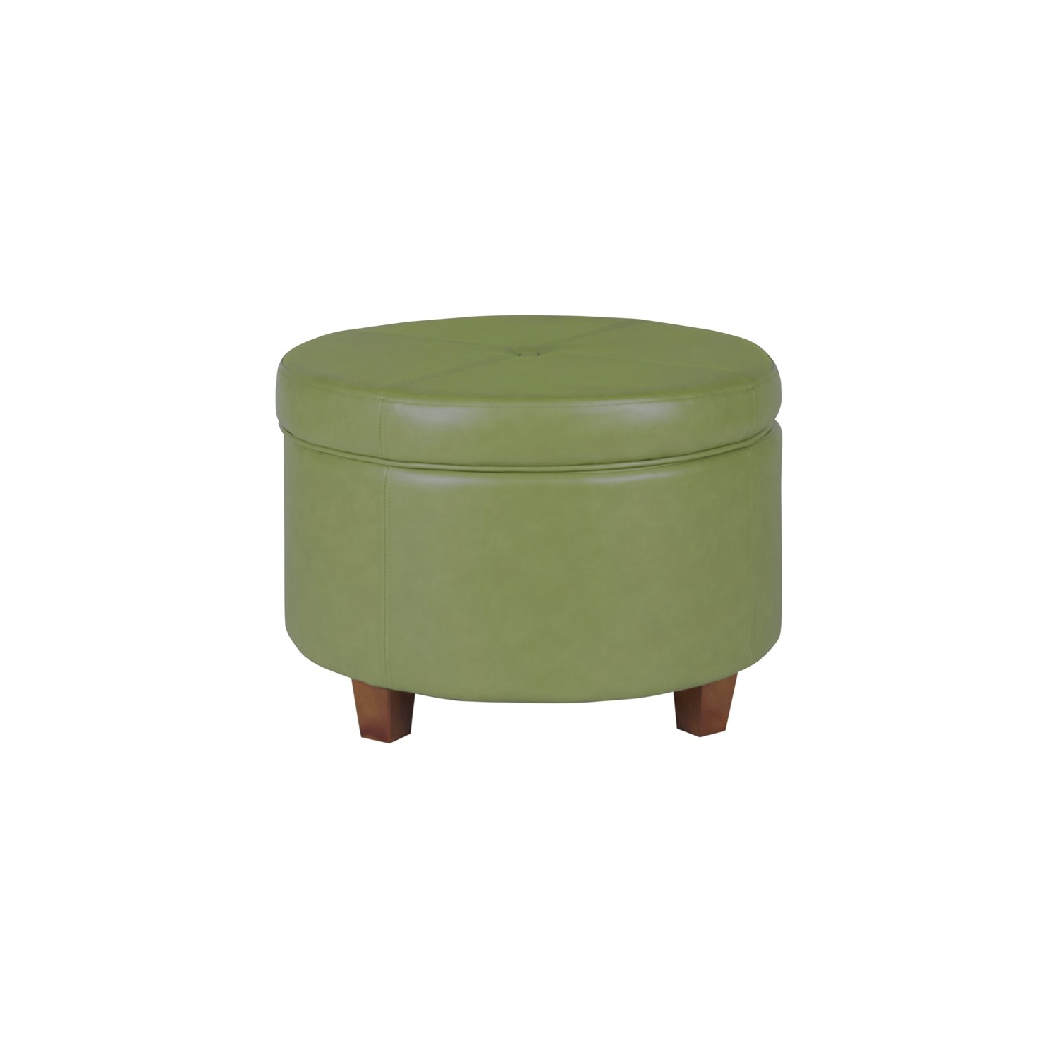 HomePop Transitional Faux Leather Large Storage Ottoman in Green