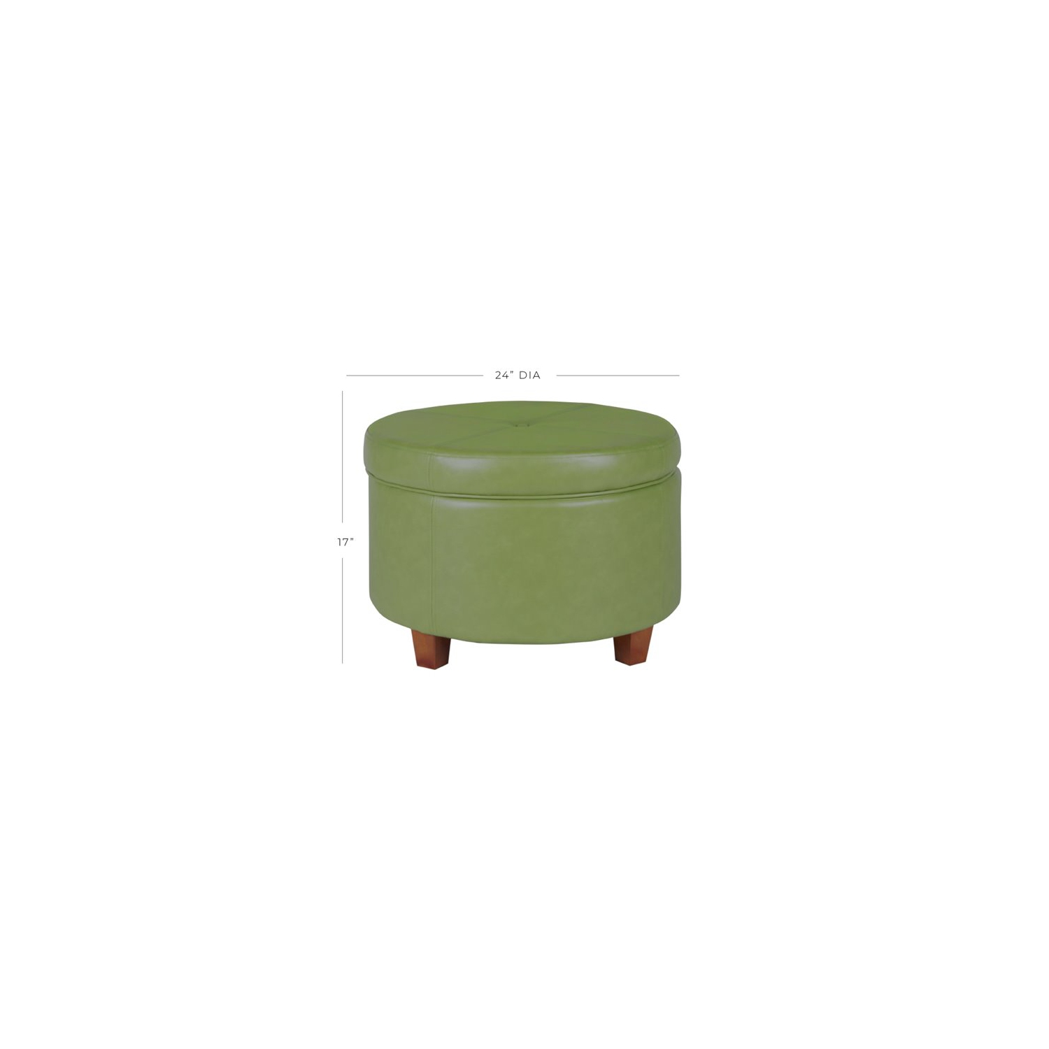 HomePop Transitional Faux Leather Large Storage Ottoman in Green