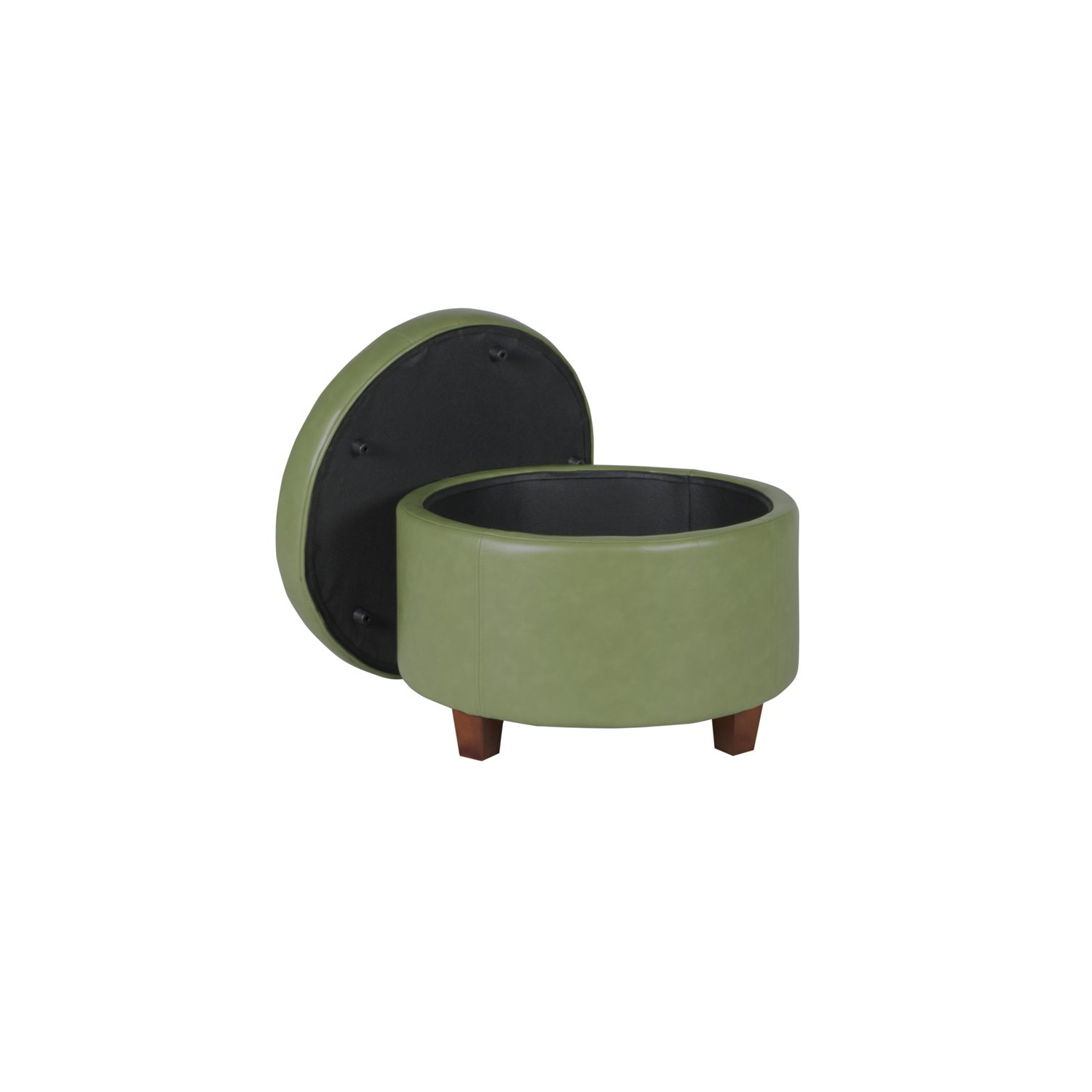 HomePop Transitional Faux Leather Large Storage Ottoman in Green