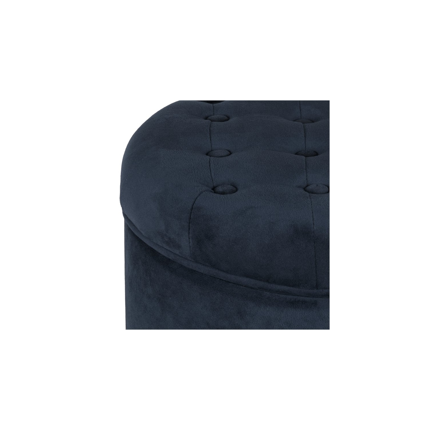 HomePop Round Transitional Wood and Velvet Ottoman with Storage in Dark Blue