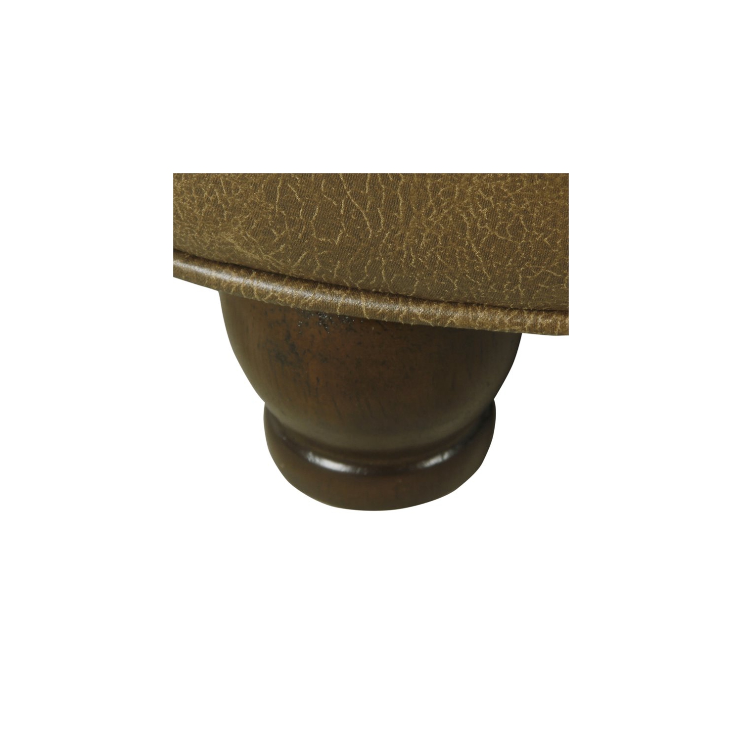 HomePop Round Traditional Faux Leather Large Storage Ottoman in Distressed Brown