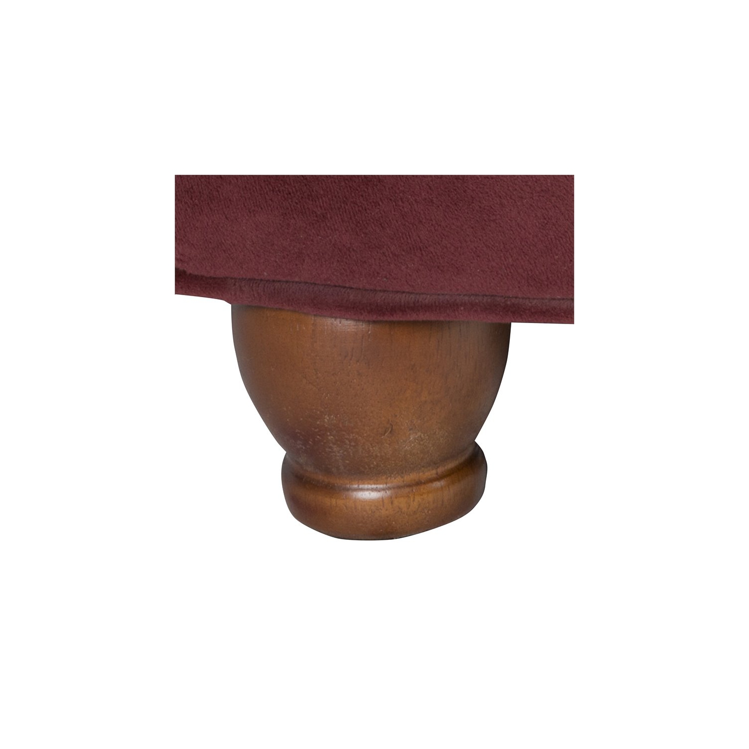 HomePop Round Traditional Wood and Velvet Storage Ottoman in Red