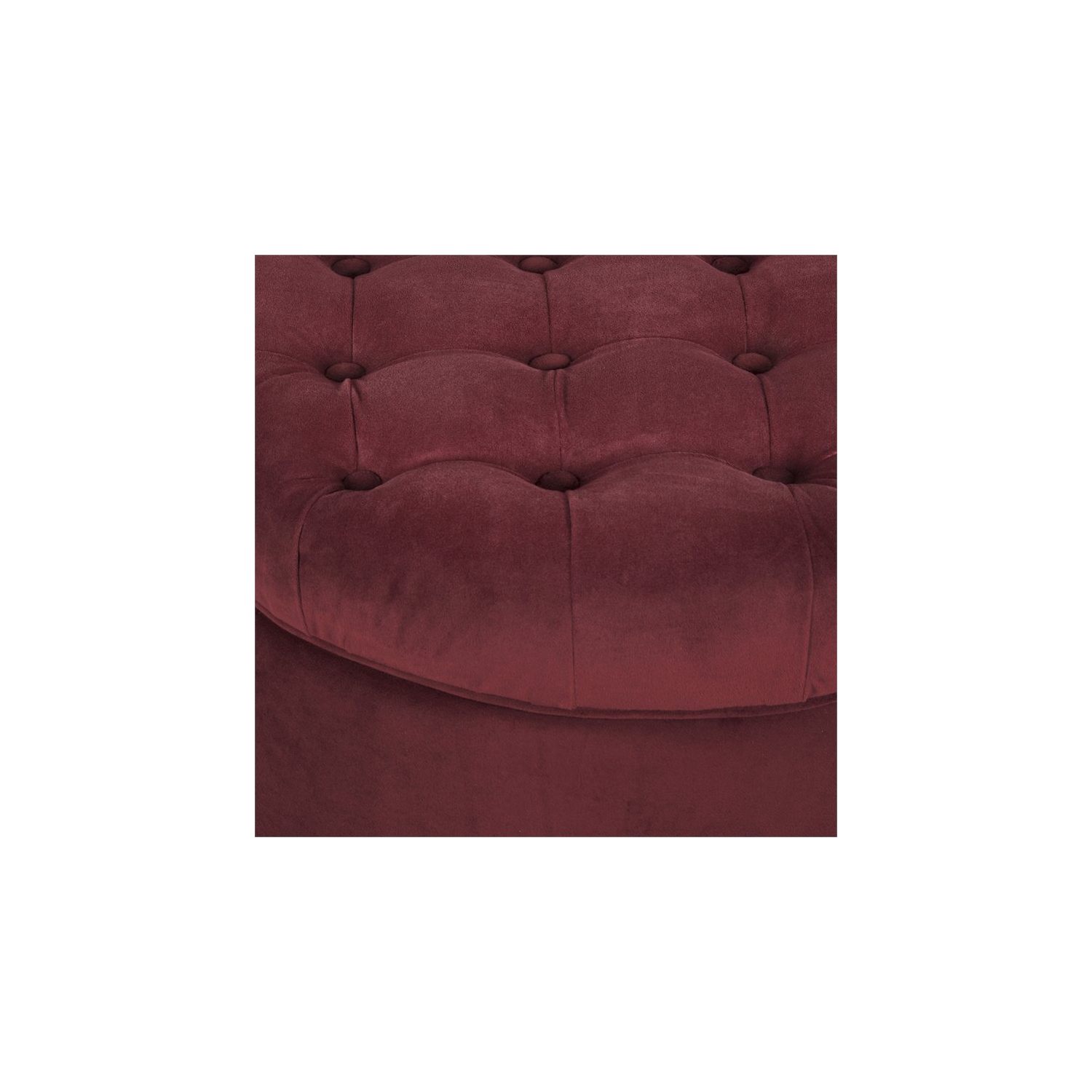 HomePop Round Traditional Wood and Velvet Storage Ottoman in Red