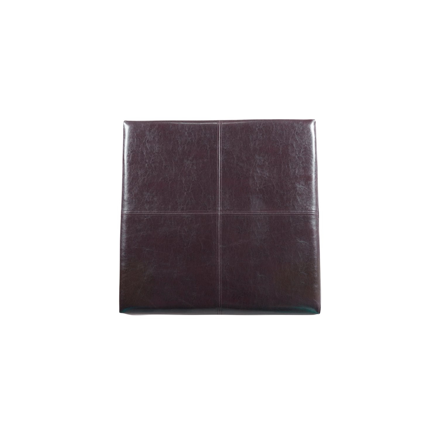 HomePop Transitional Faux Leather Storage Ottoman in Brown Finish