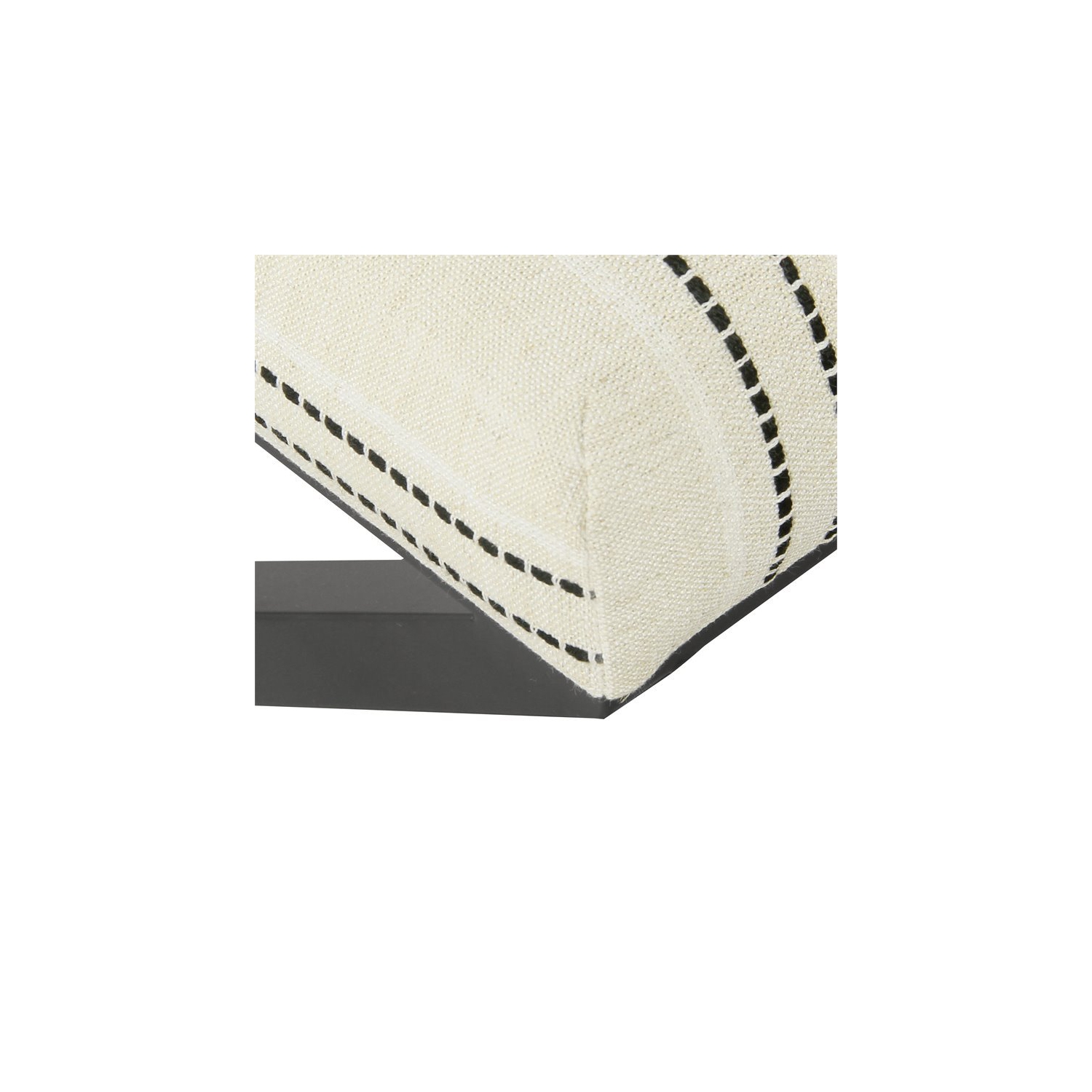 HomePop Modern Metal and Fabric Stripe X-base Ottoman in Black and White