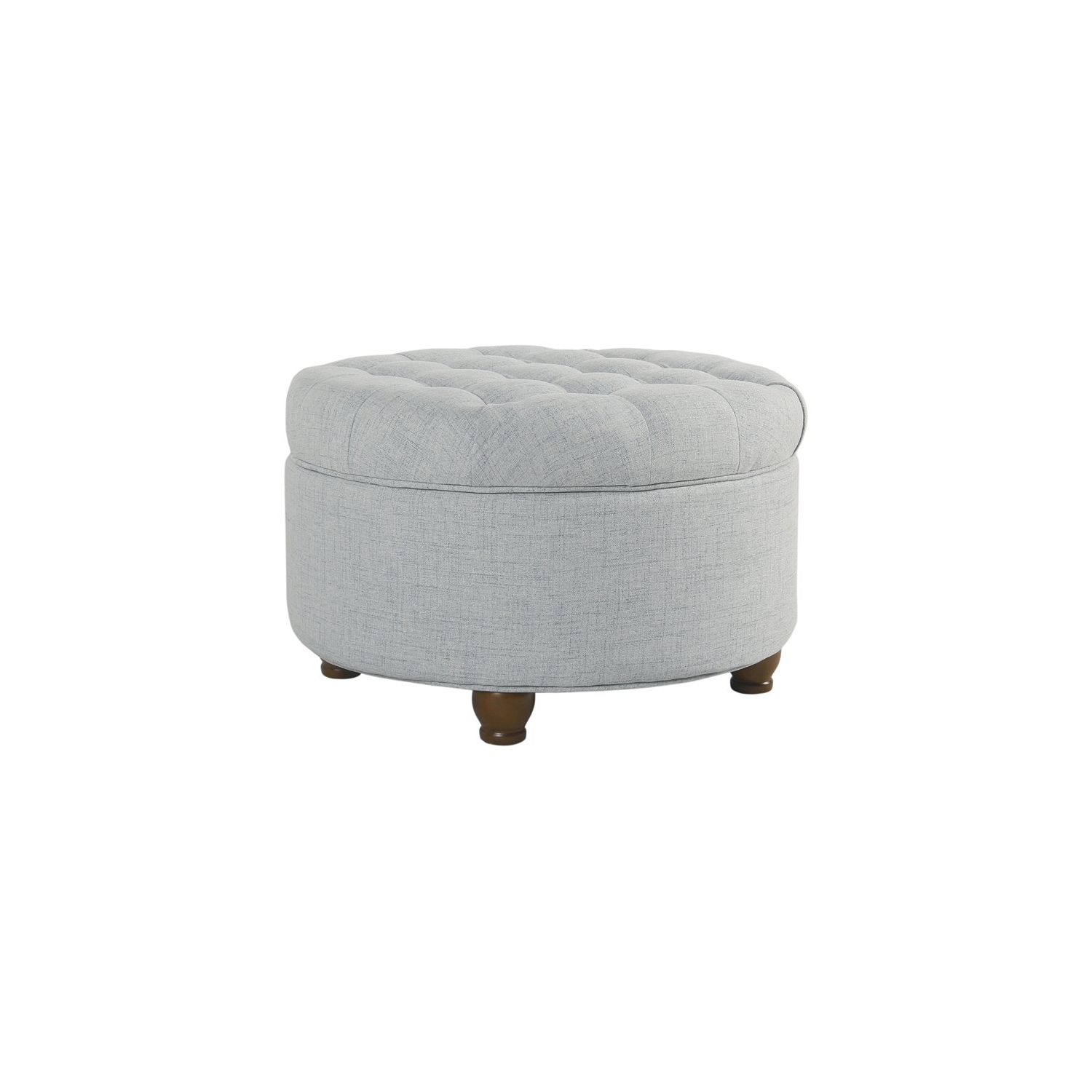 HomePop – Grand pouf de rangement rond en bois traditionnel et en tissu, bleu