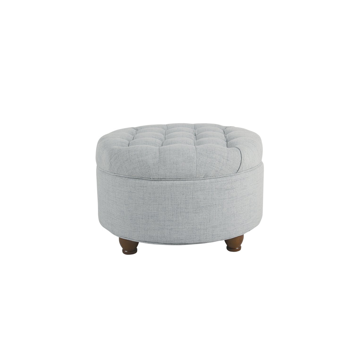 HomePop – Grand pouf de rangement rond en bois traditionnel et en tissu, bleu