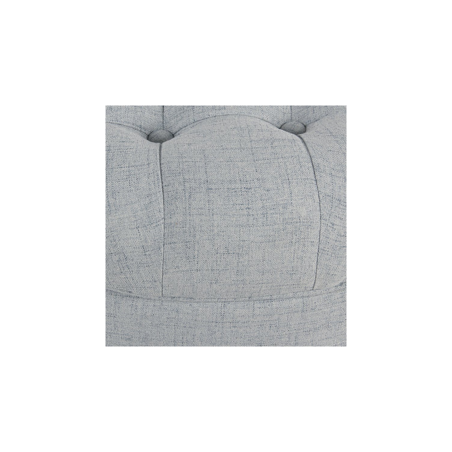 HomePop – Grand pouf de rangement rond en bois traditionnel et en tissu, bleu