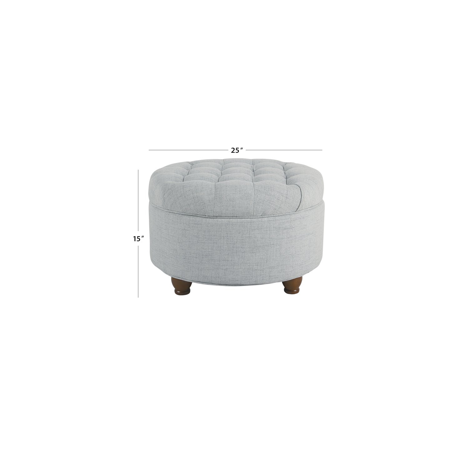 HomePop – Grand pouf de rangement rond en bois traditionnel et en tissu, bleu