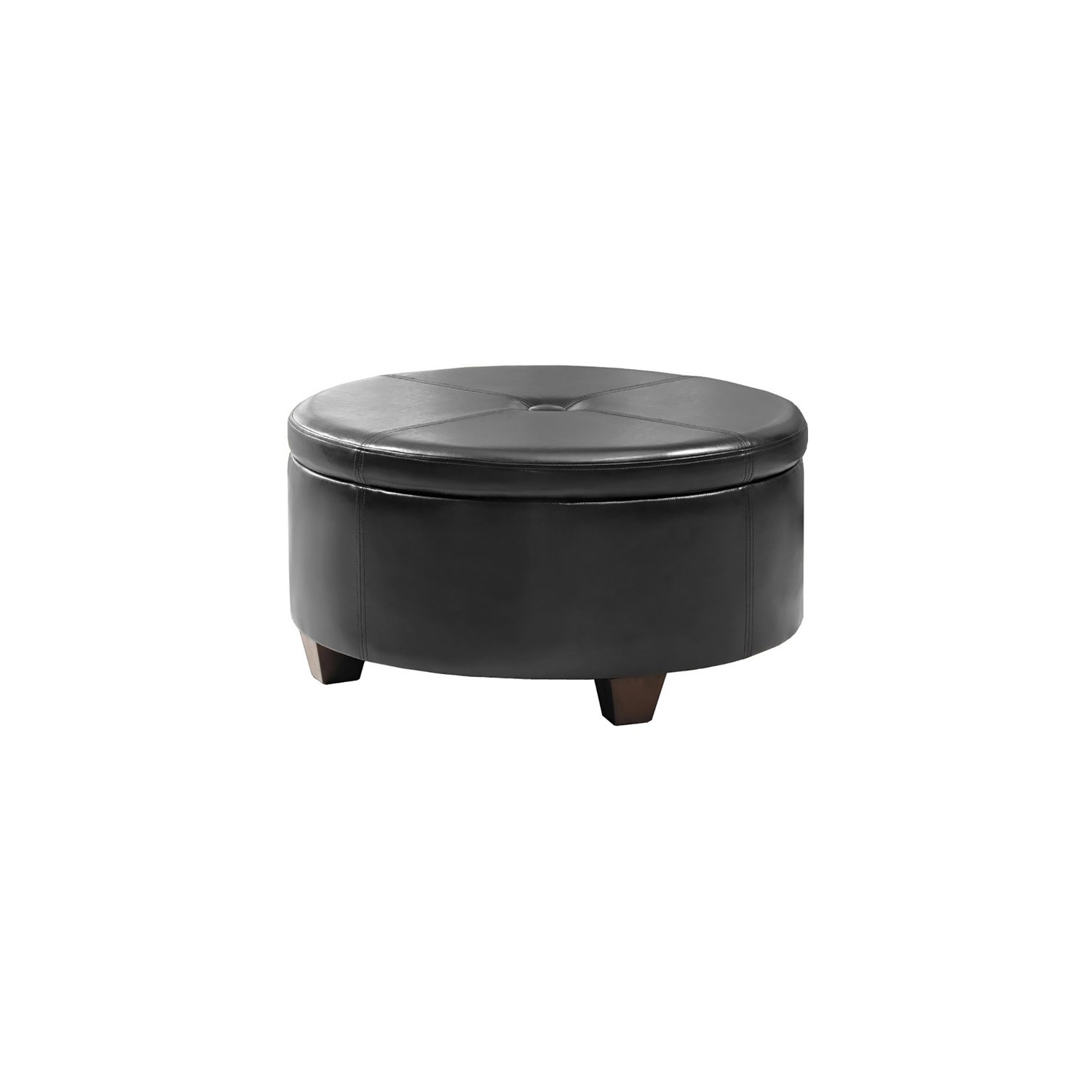 HomePop Winston Faux Leather Button-top Large Storage Ottoman in Black