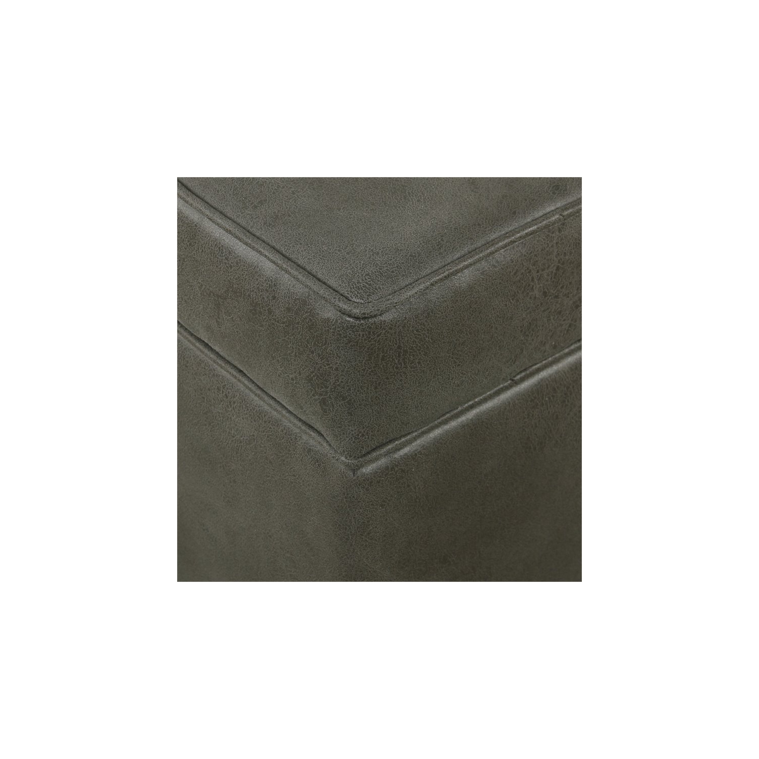 HomePop Square Transitional Faux Leather Ottoman with Lift Off Top in Gray