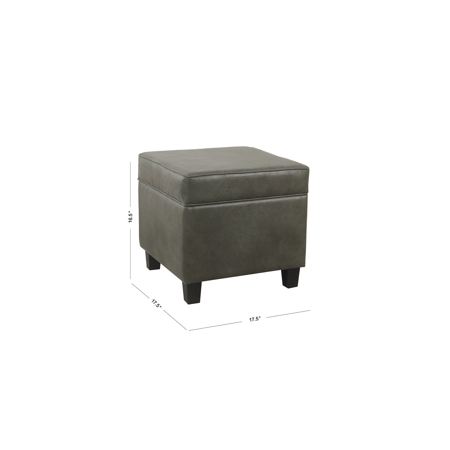 HomePop Square Transitional Faux Leather Ottoman with Lift Off Top in Gray
