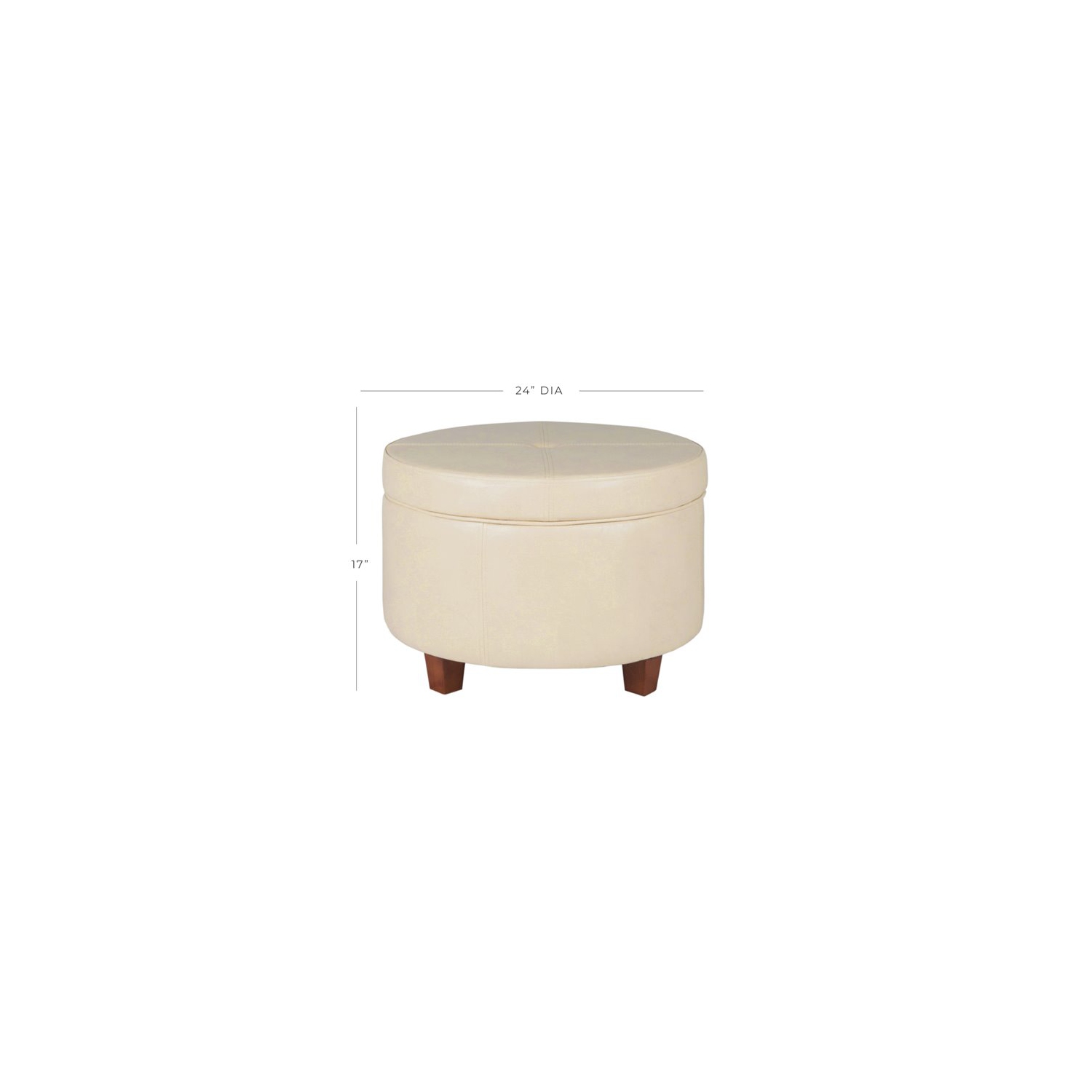 HomePop Transitional Faux Leather Large Storage Ottoman in Cream