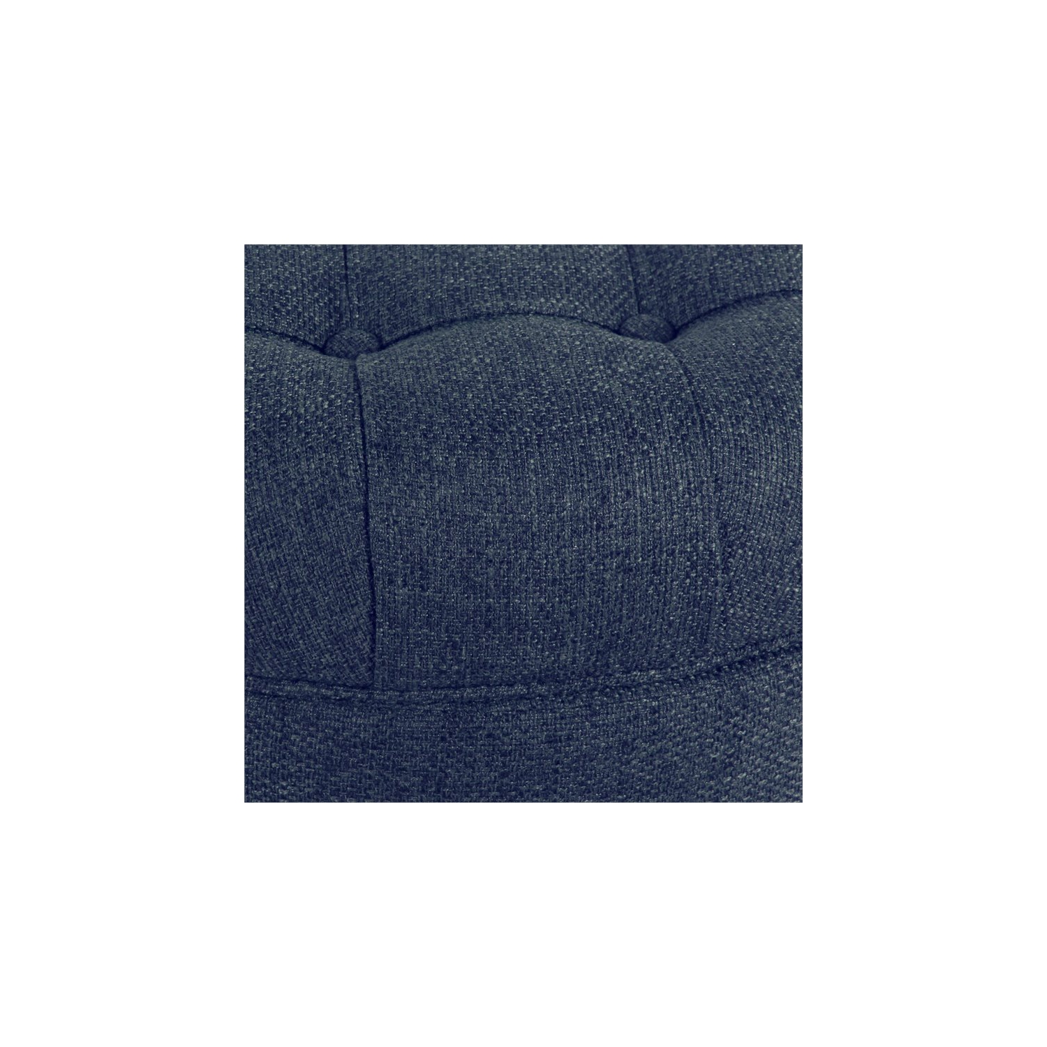 HomePop Round Traditional Wood and Fabric Large Storage Ottoman in Navy Blue