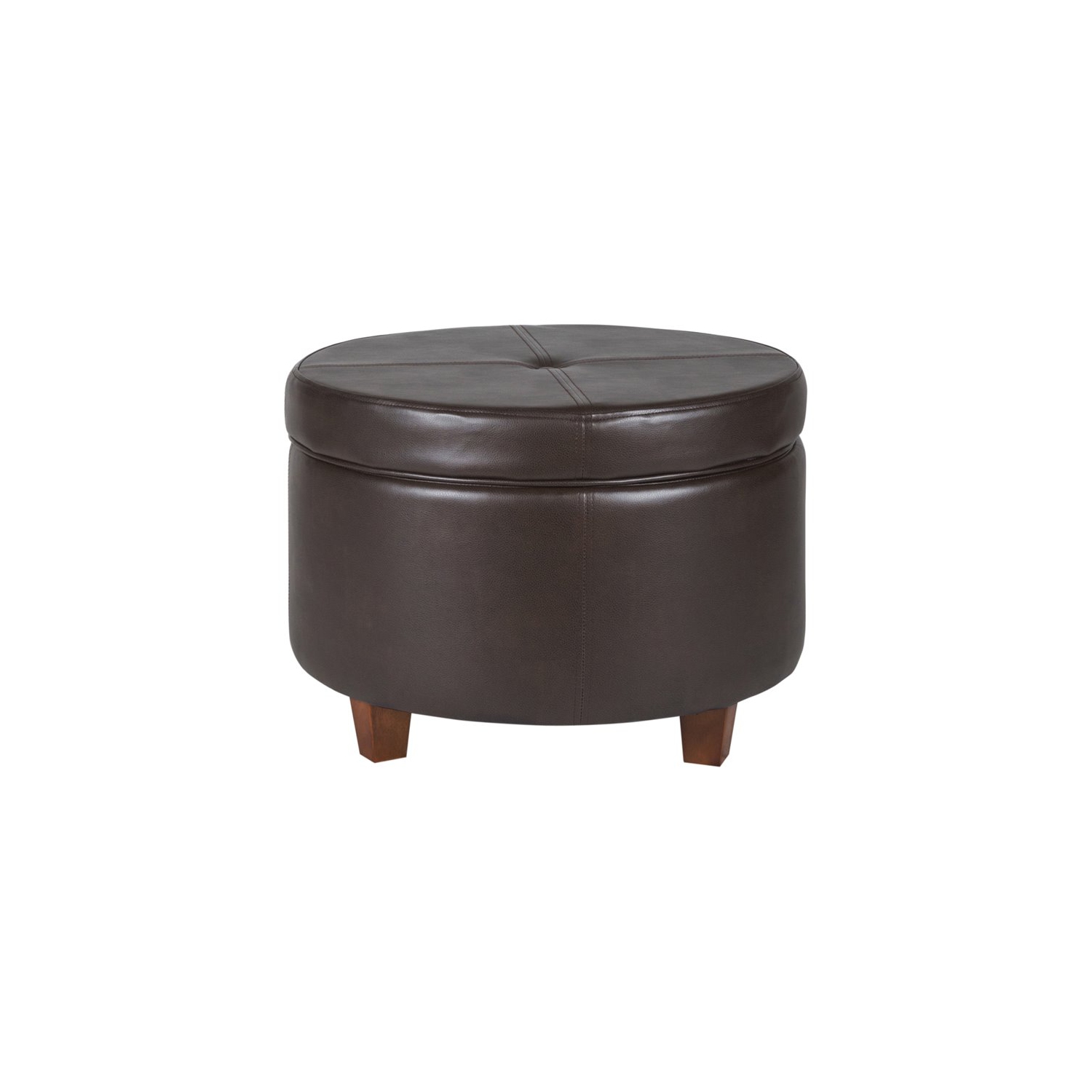 HomePop Transitional Faux Leather Large Storage Ottoman in Brown