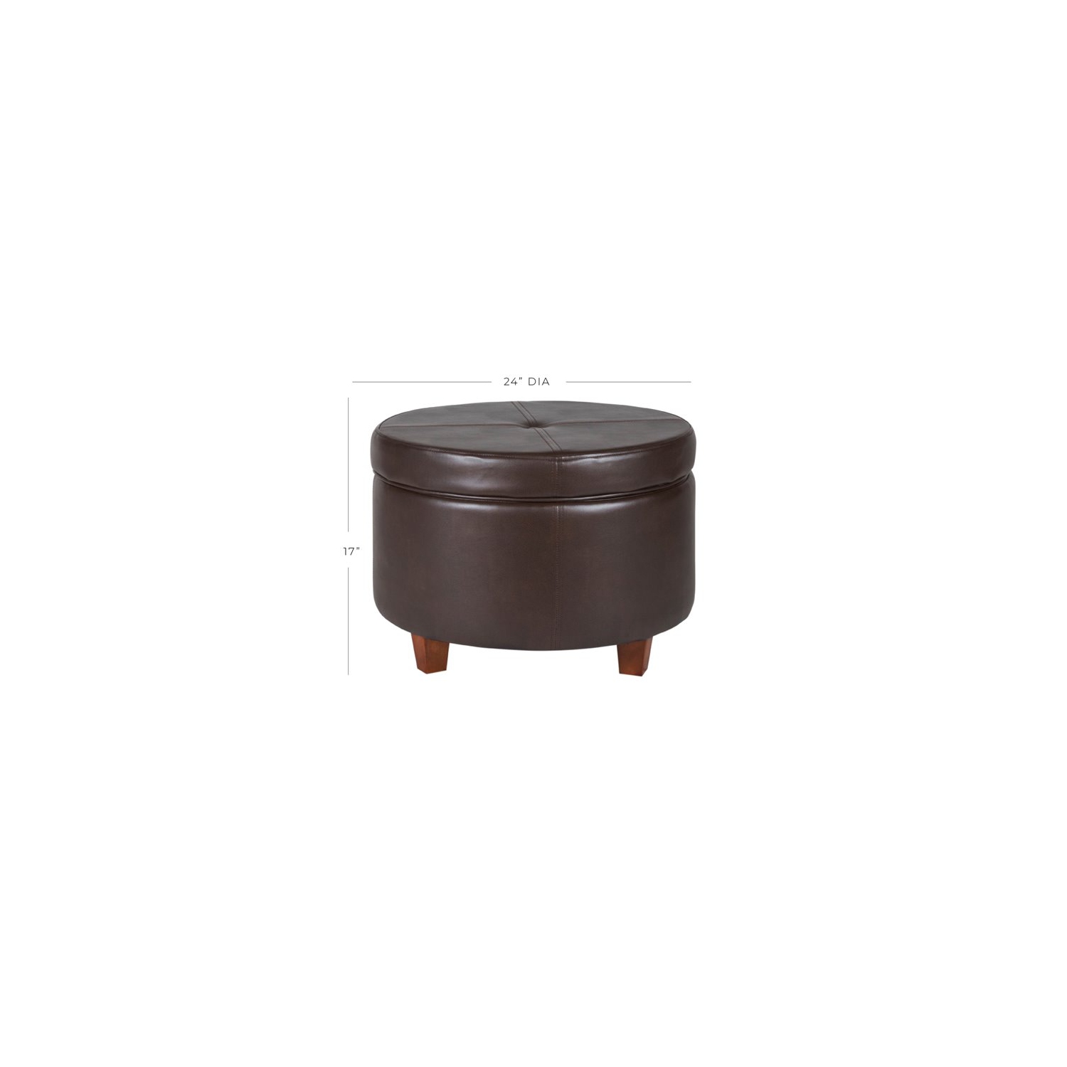 HomePop Transitional Faux Leather Large Storage Ottoman in Brown