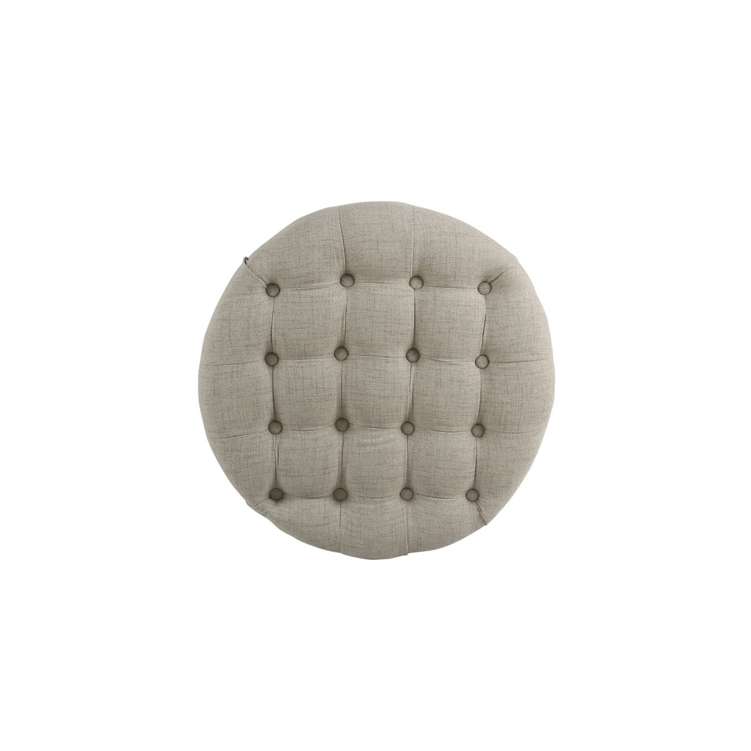 HomePop Round Traditional Wood and Fabric Large Storage Ottoman in Brown