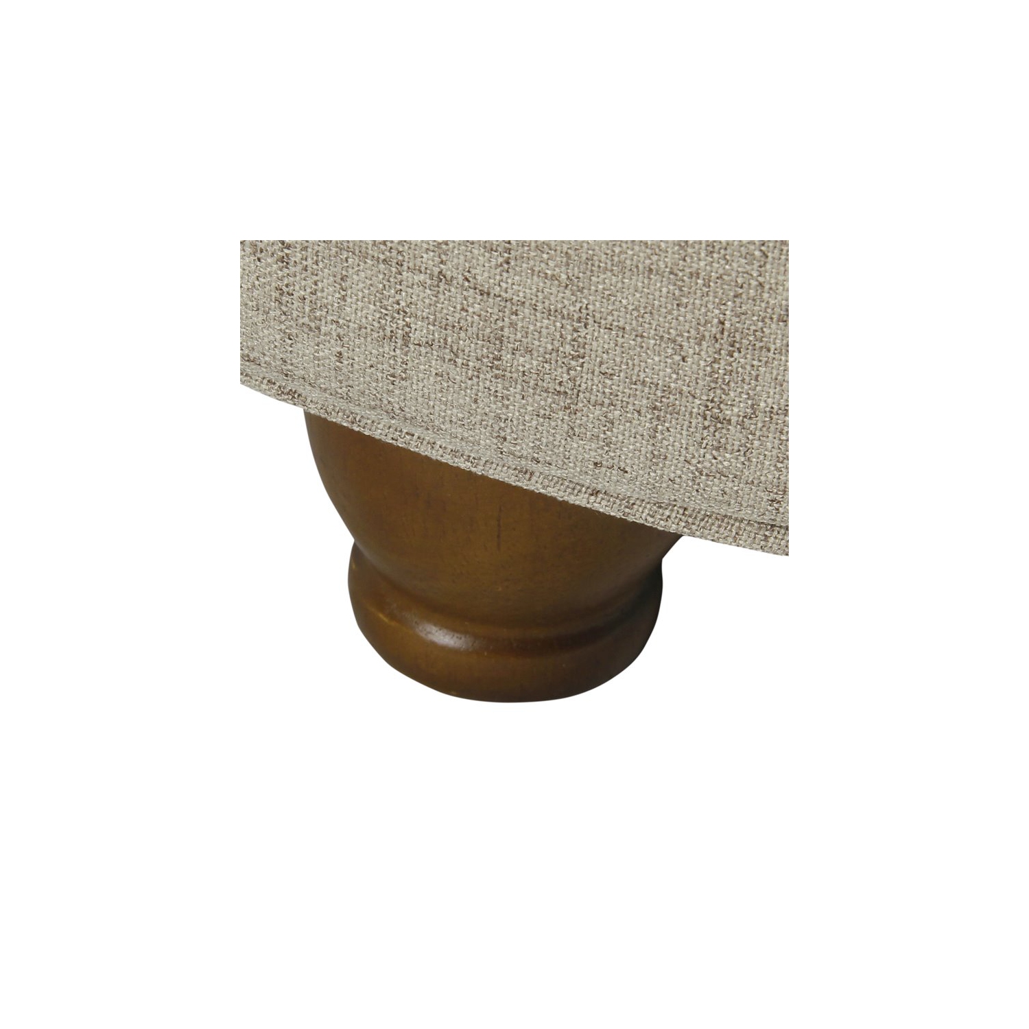 HomePop Round Traditional Wood and Fabric Large Storage Ottoman in Brown