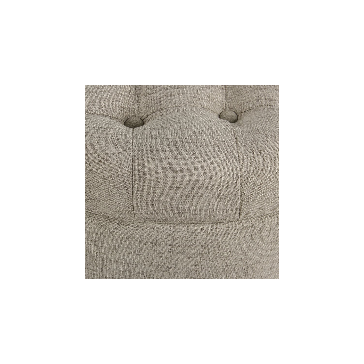 HomePop Round Traditional Wood and Fabric Large Storage Ottoman in Brown