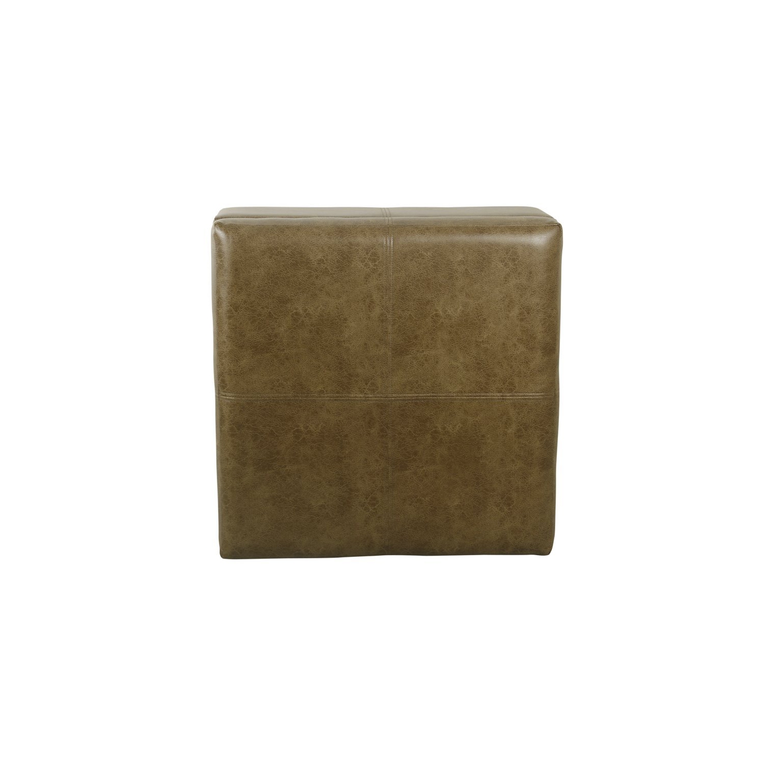 HomePop Luxury Transitional Faux Leather Storage Ottoman in Distressed Brown