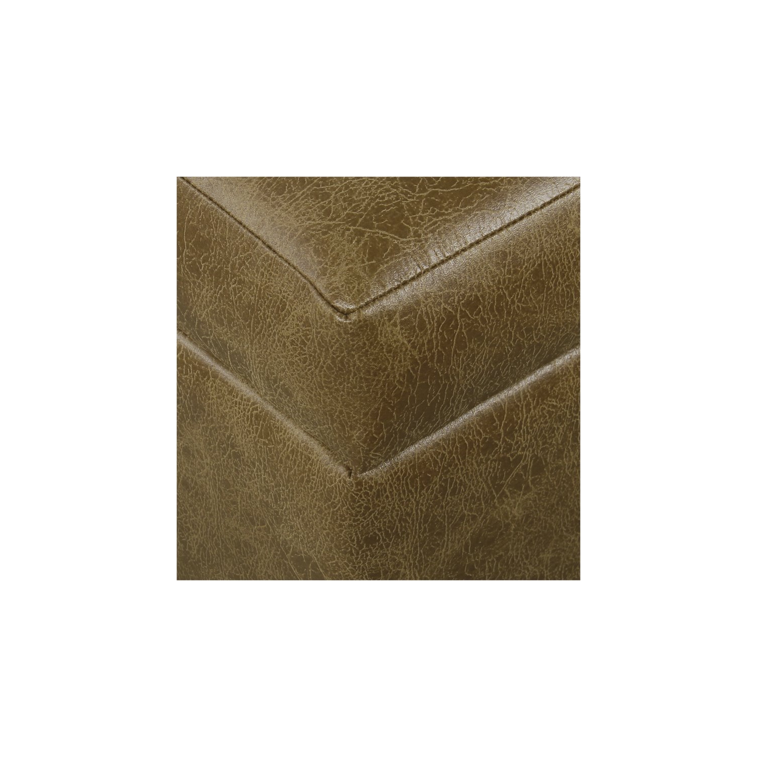 HomePop Luxury Transitional Faux Leather Storage Ottoman in Distressed Brown