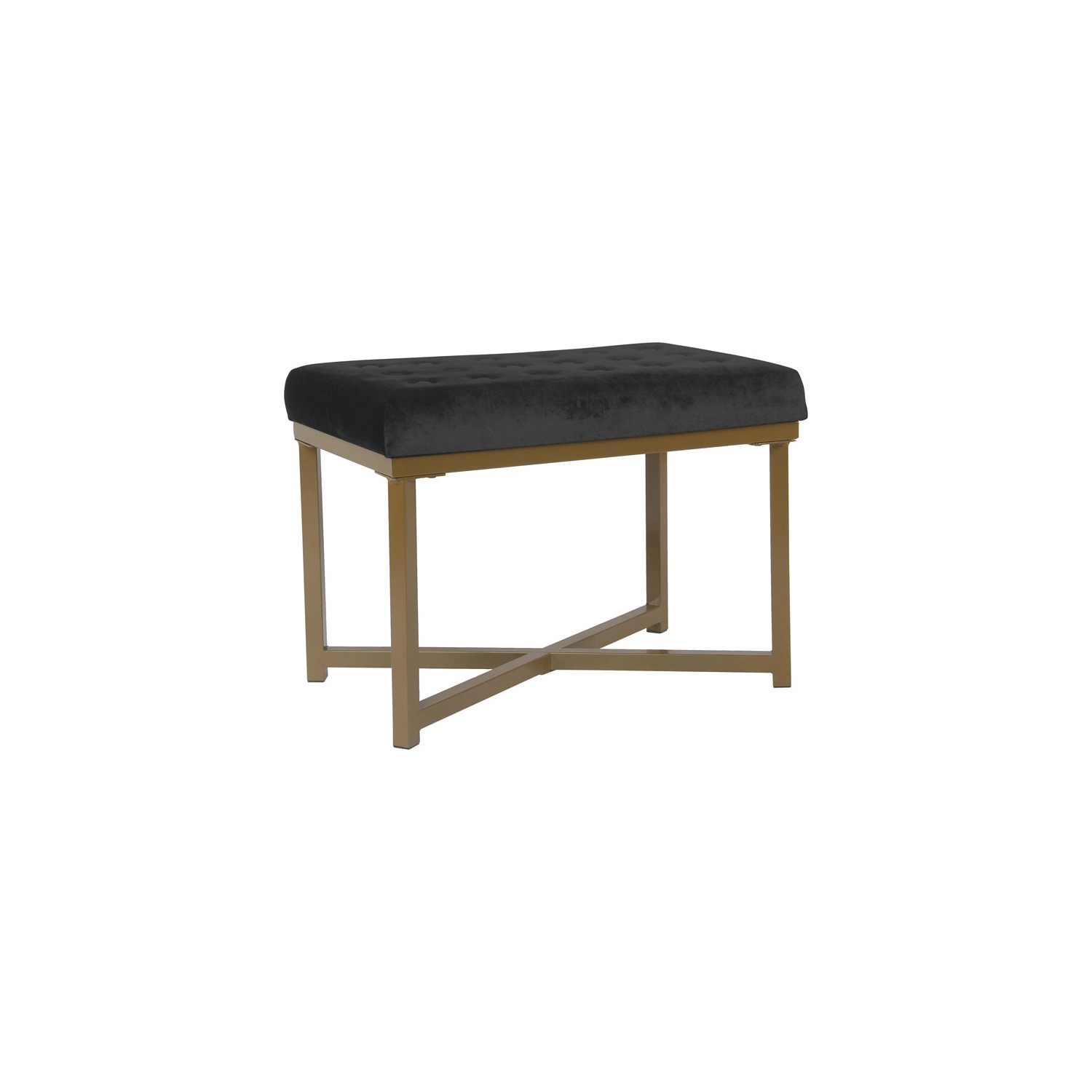 HomePop Modern Wood and Velvet Tufted Ottoman in Black Finish