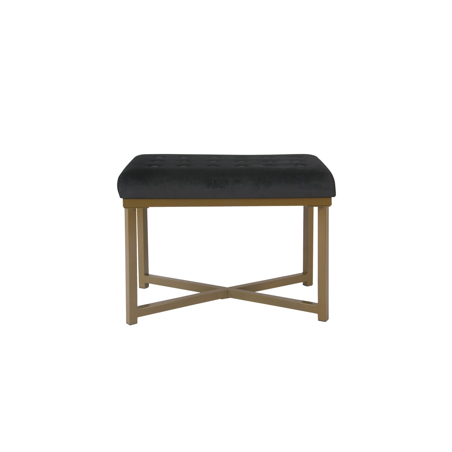 HomePop Modern Wood and Velvet Tufted Ottoman in Black Finish