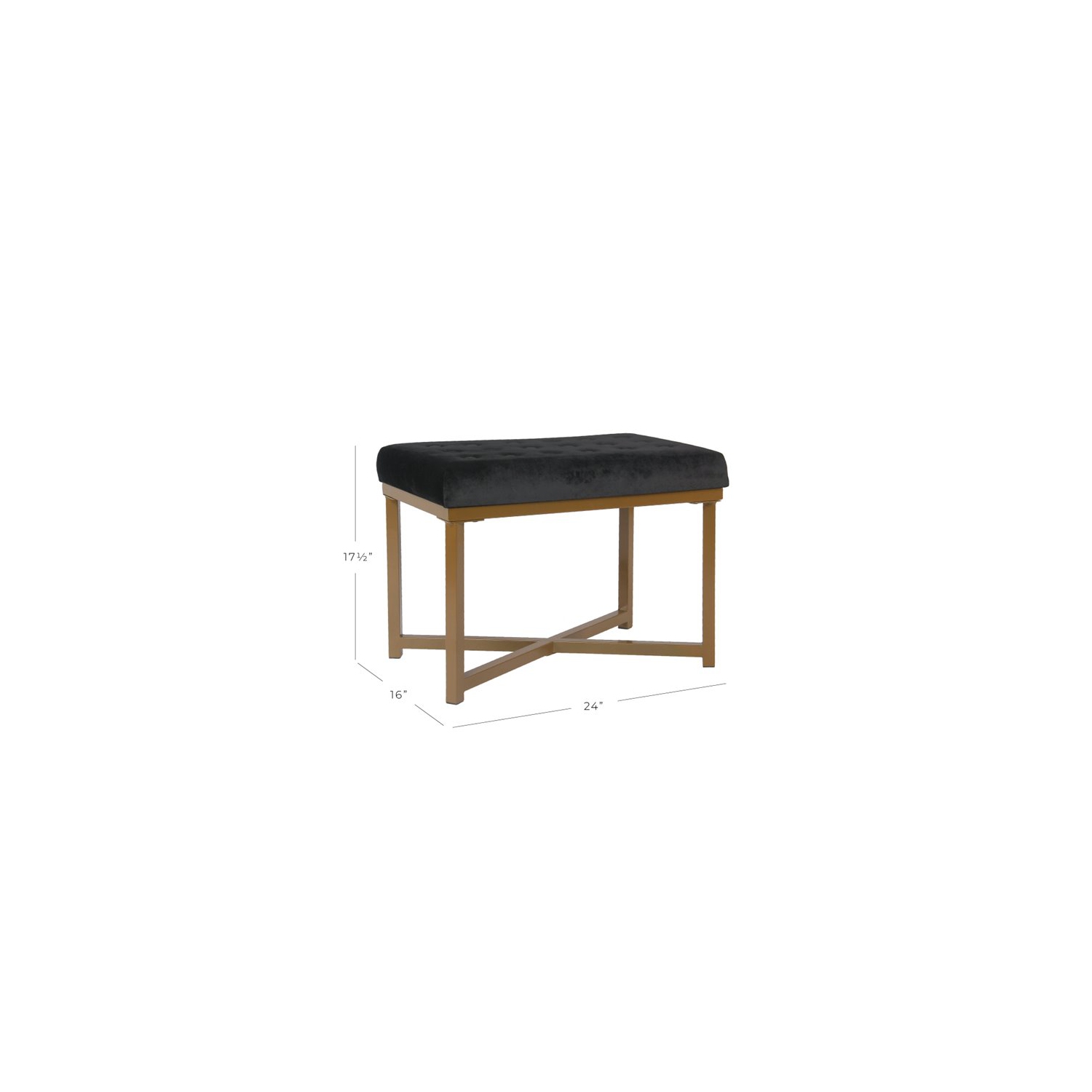 HomePop Modern Wood and Velvet Tufted Ottoman in Black Finish