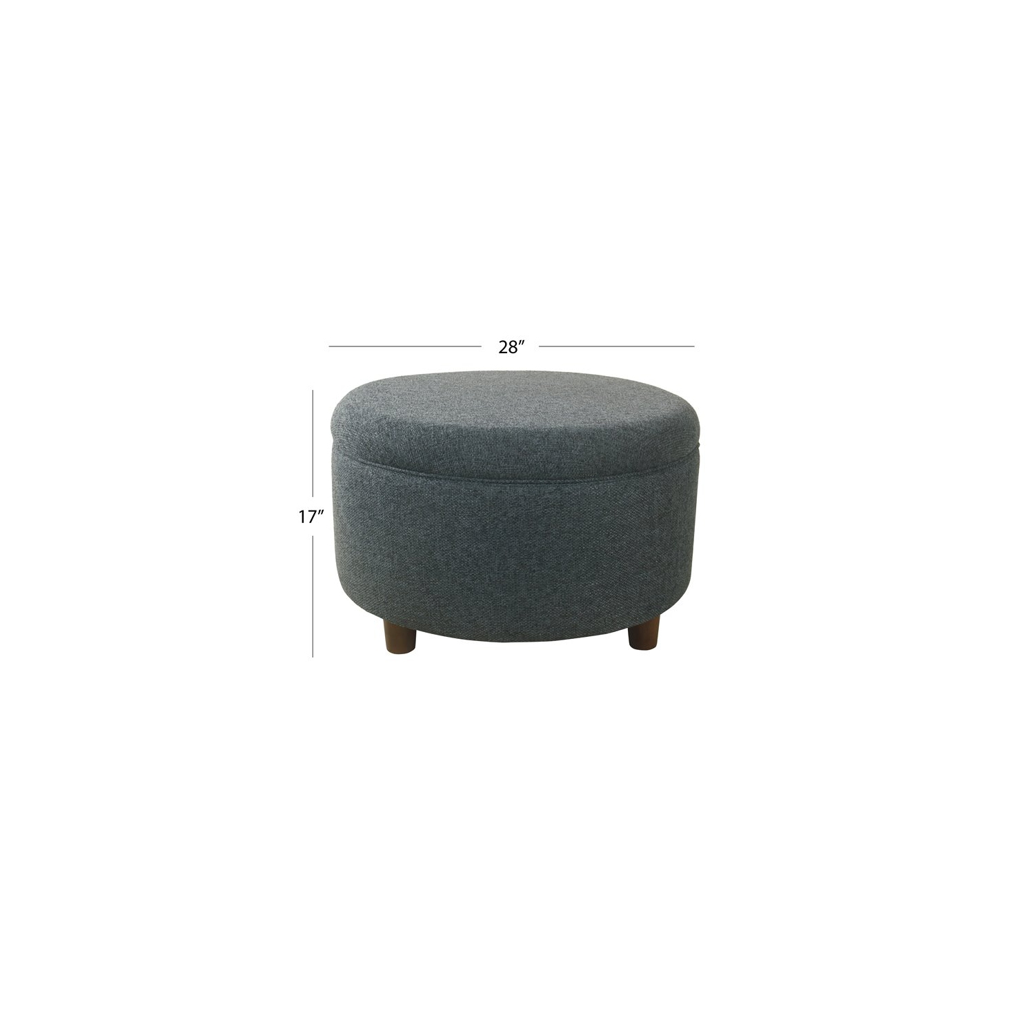 HomePop Round Transitional Fabric Large Storage Ottoman in Textured Navy