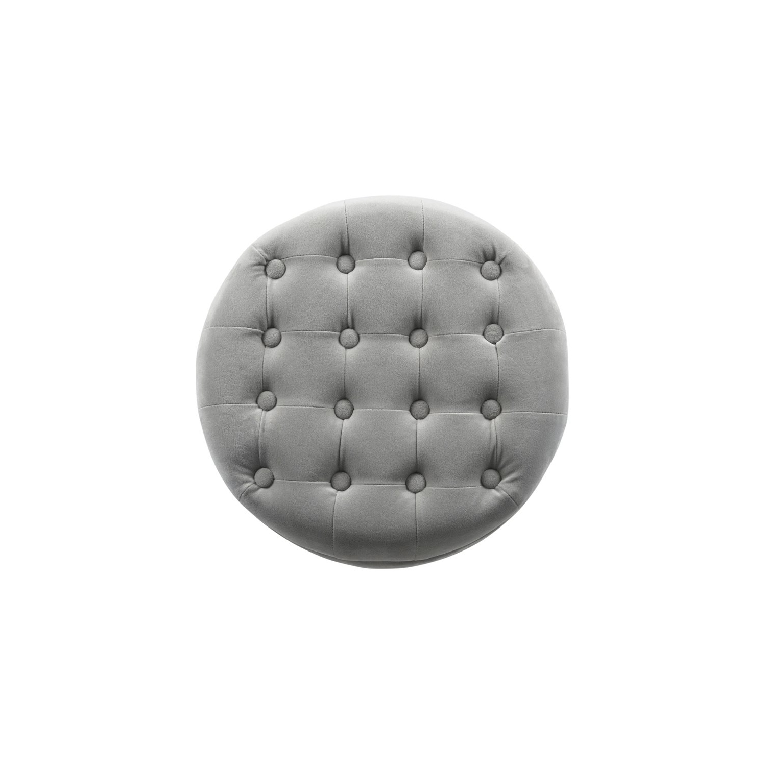 HomePop Round Transitional Wood and Velvet Ottoman with Storage in Gray