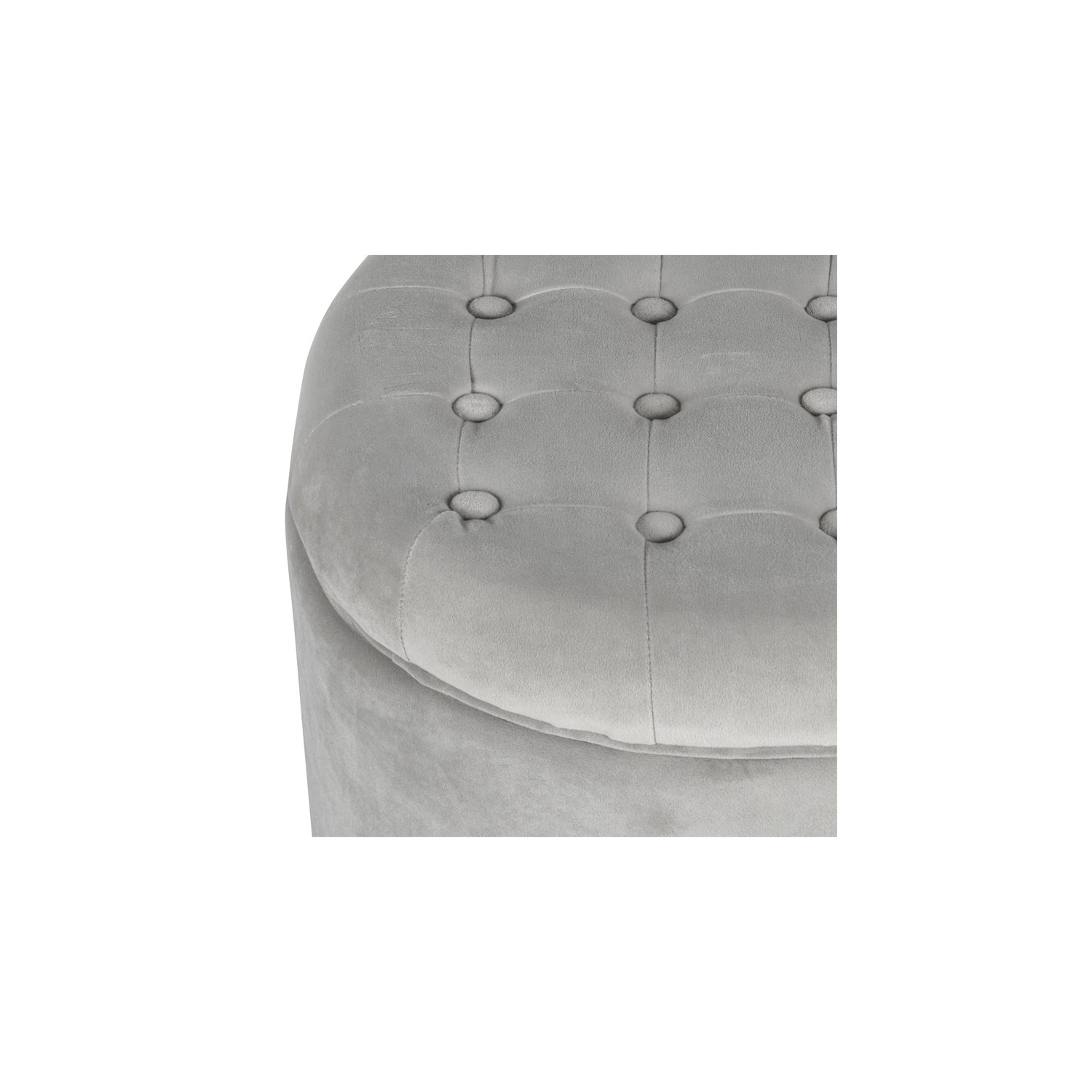 HomePop Round Transitional Wood and Velvet Ottoman with Storage in Gray