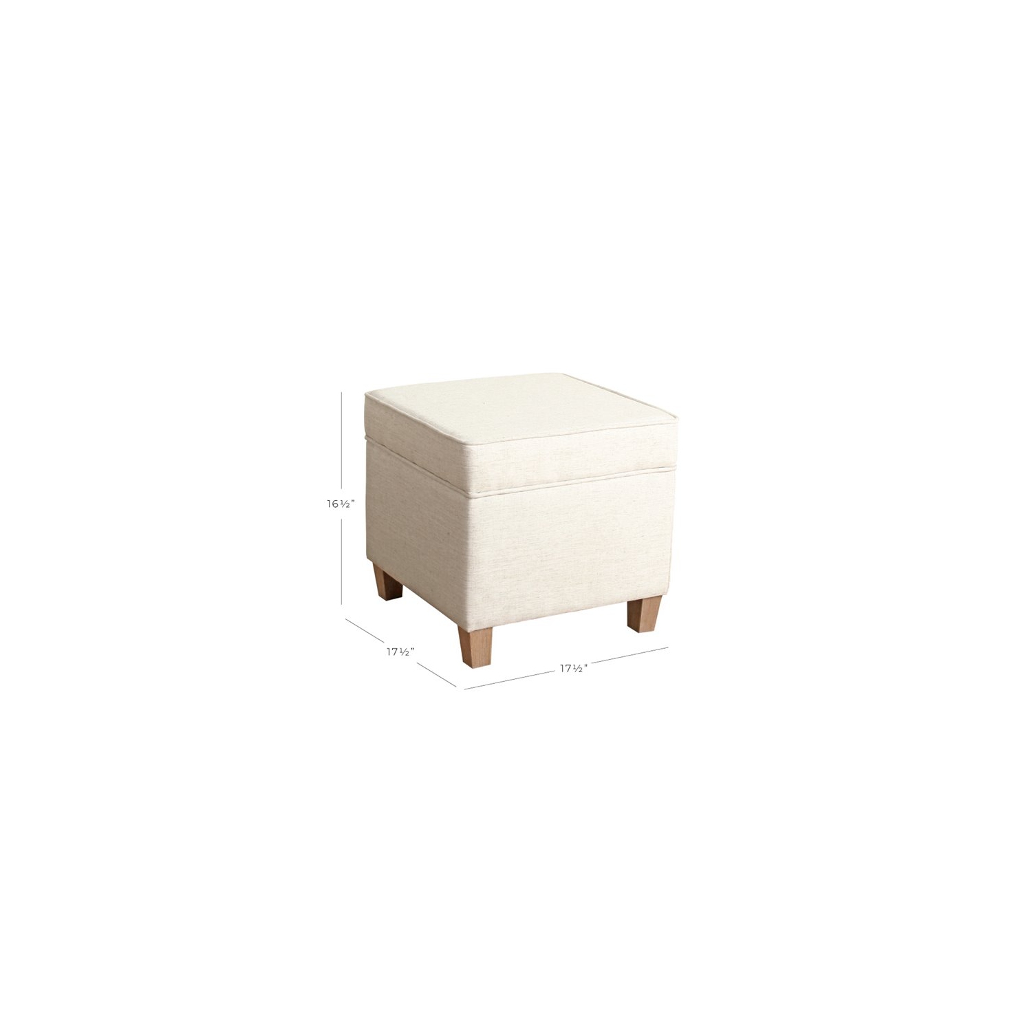 HomePop Cole Square Transitional Wood and Fabric Storage Ottoman in Cream