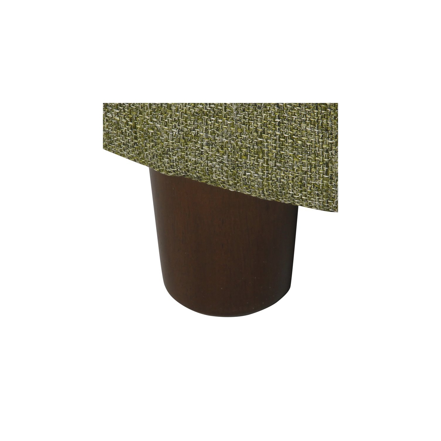 HomePop Round Transitional Wood and Fabric Storage Ottoman in Green Tweed