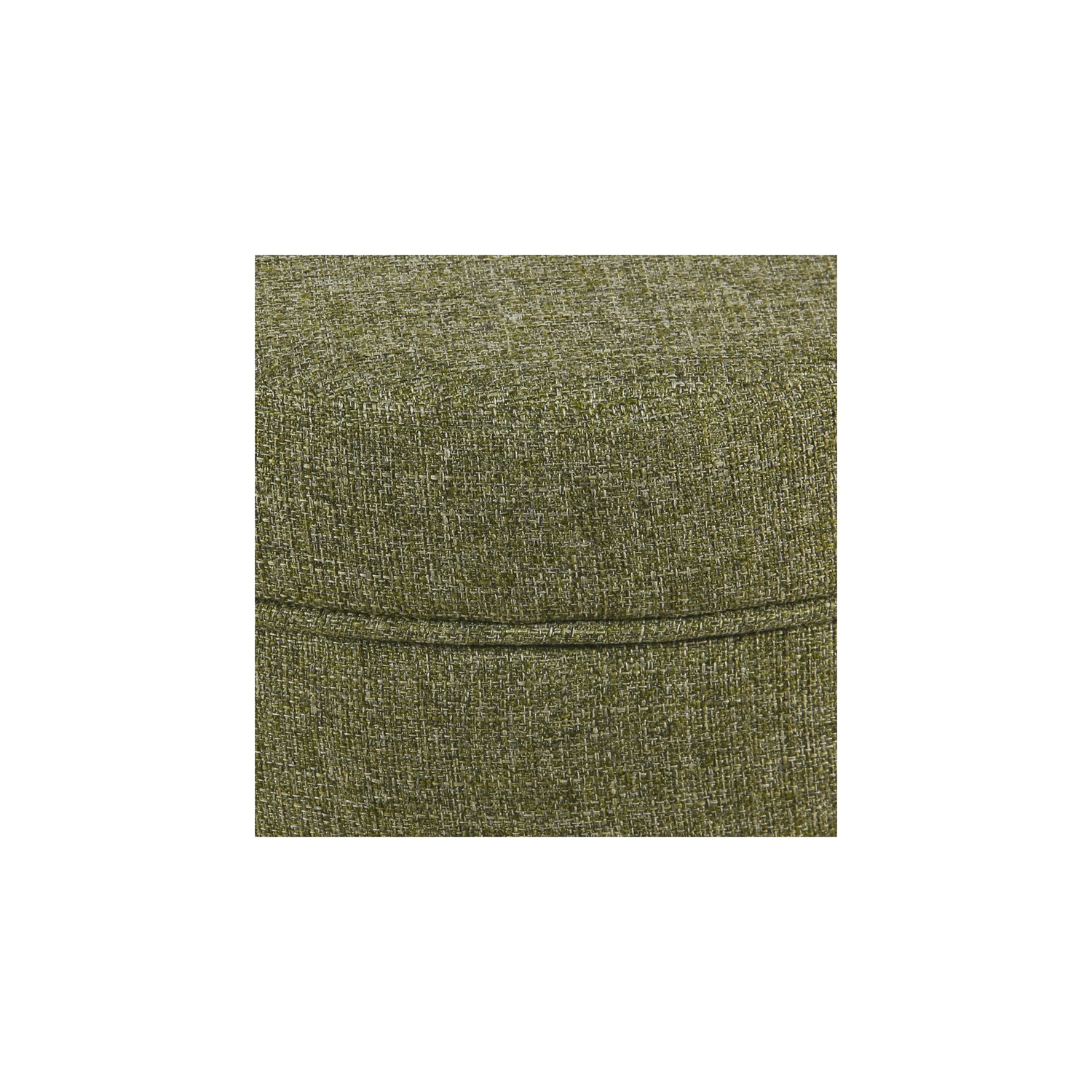 HomePop Round Transitional Wood and Fabric Storage Ottoman in Green Tweed