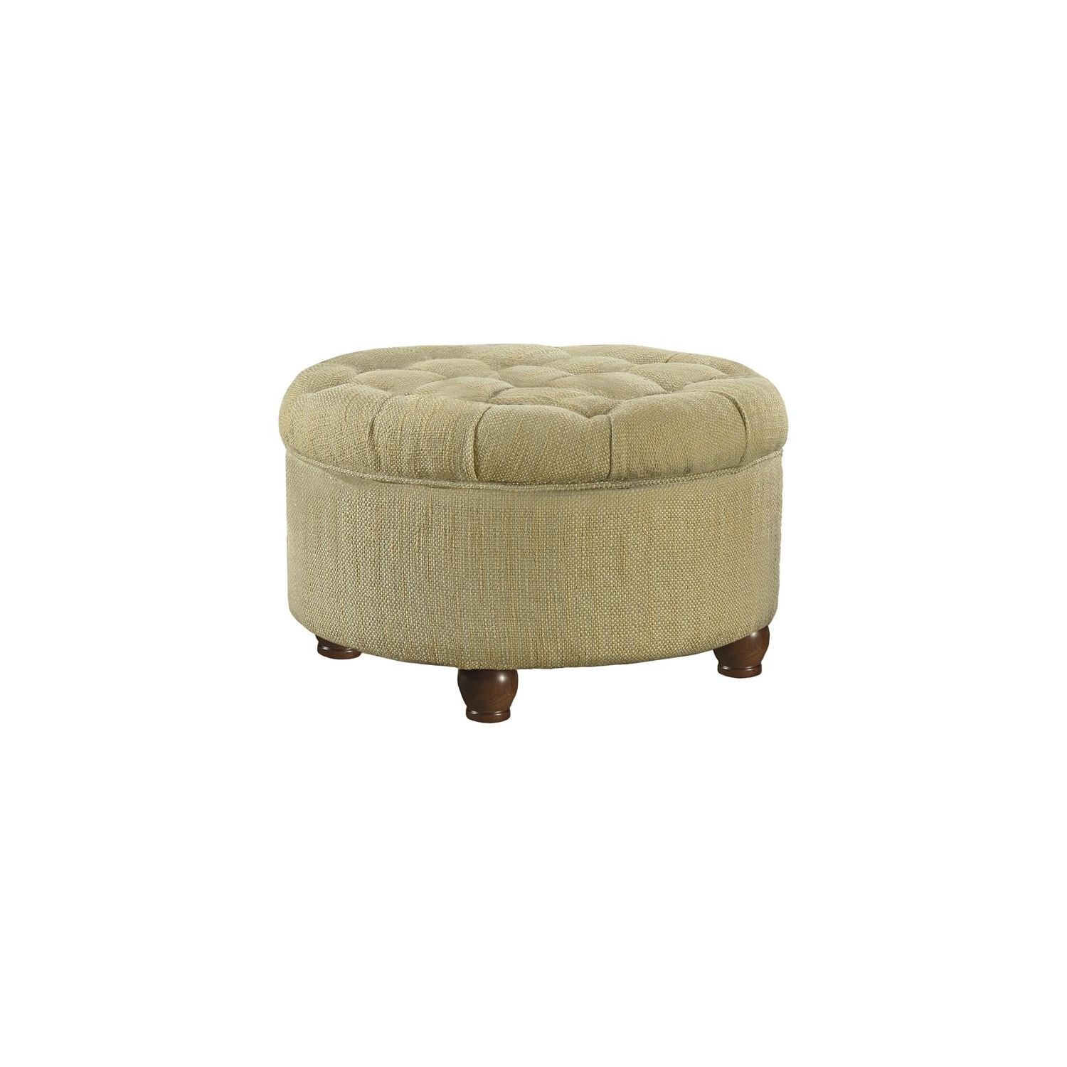 HomePop Traditional Fabric Tweed Tufted Storage Ottoman in Cream
