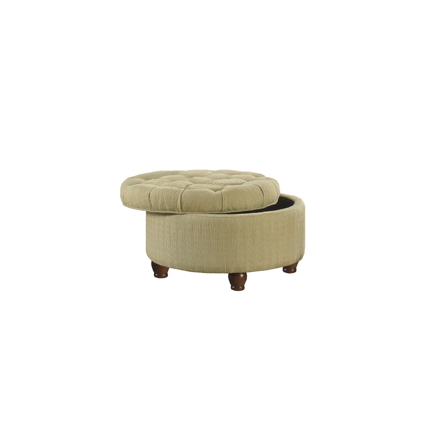 HomePop Traditional Fabric Tweed Tufted Storage Ottoman in Cream