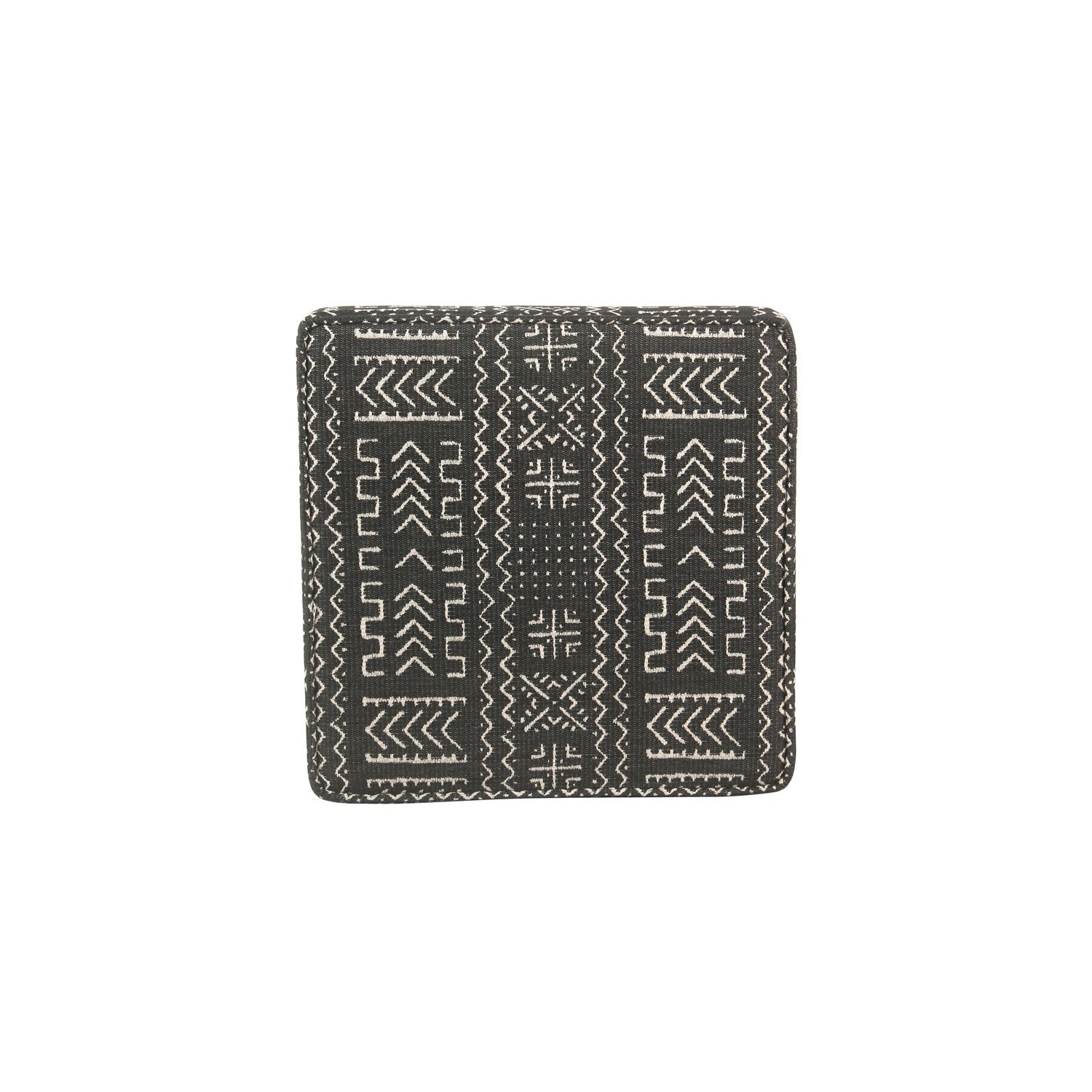 HomePop Square Transitional Wood and Fabric Ottoman with Lift Off Top in Onyx