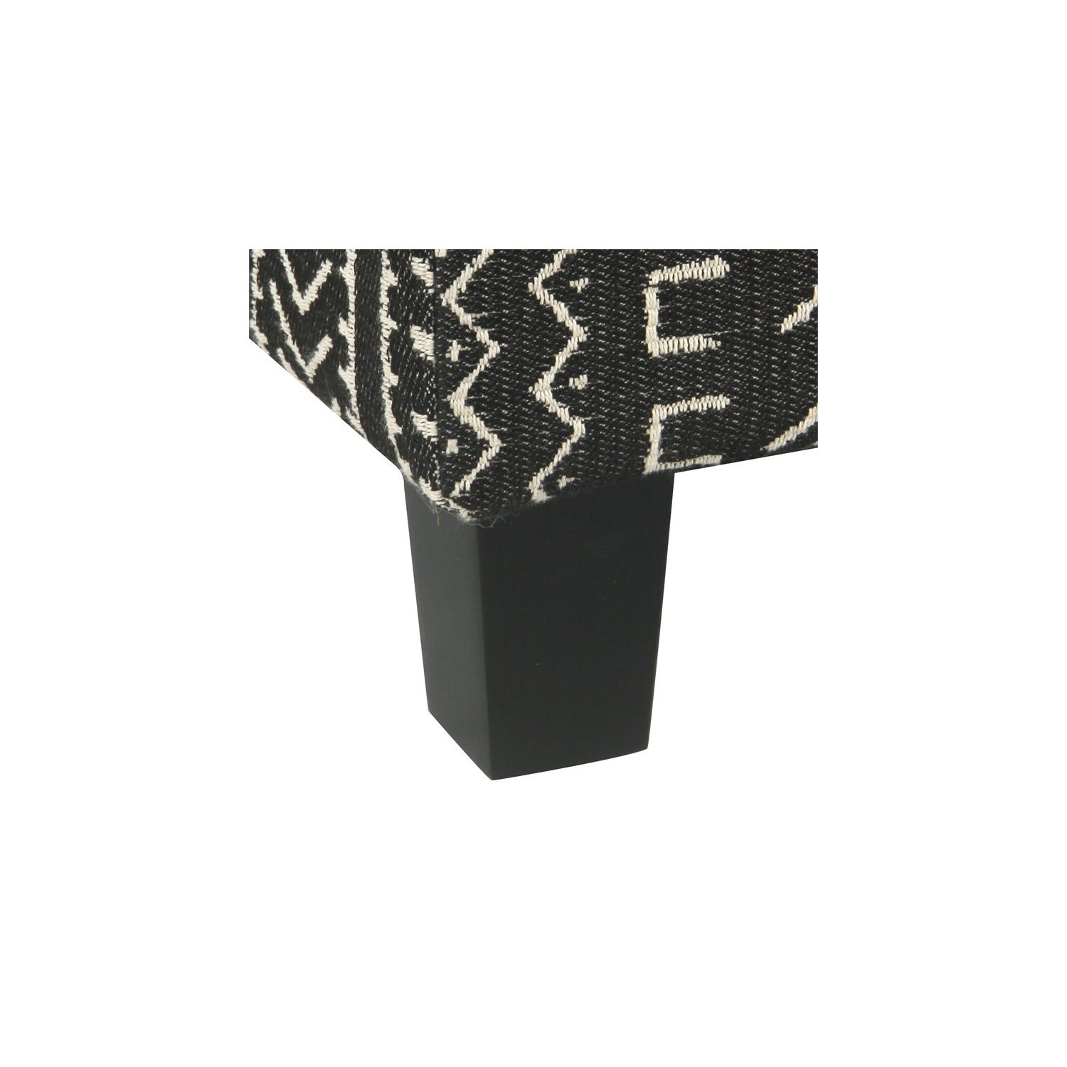 HomePop Square Transitional Wood and Fabric Ottoman with Lift Off Top in Onyx