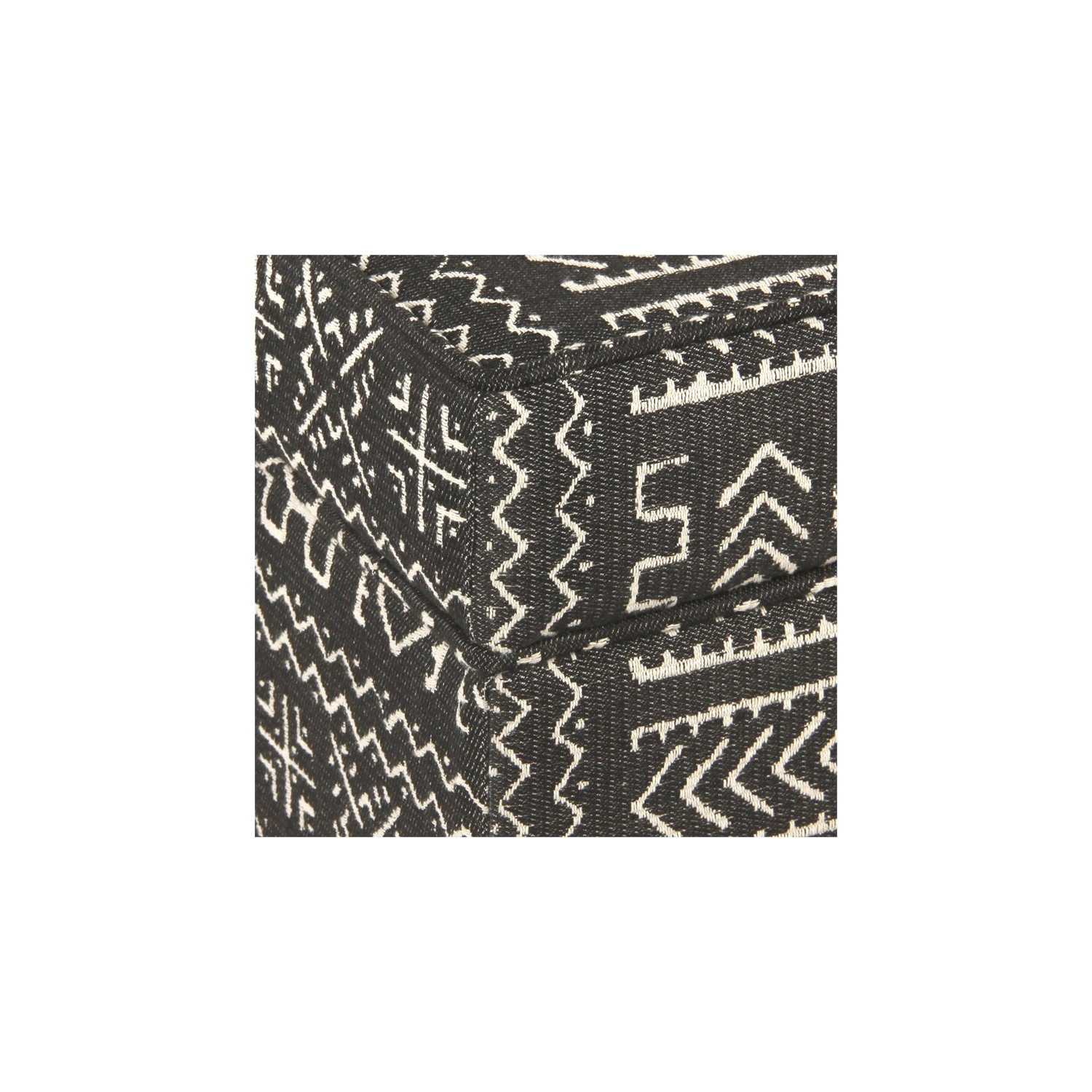 HomePop Square Transitional Wood and Fabric Ottoman with Lift Off Top in Onyx