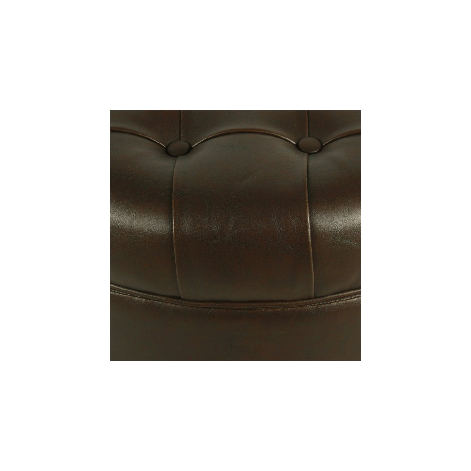 HomePop – Grand pouf de rangement rond en bois traditionnel et en similicuir, brun