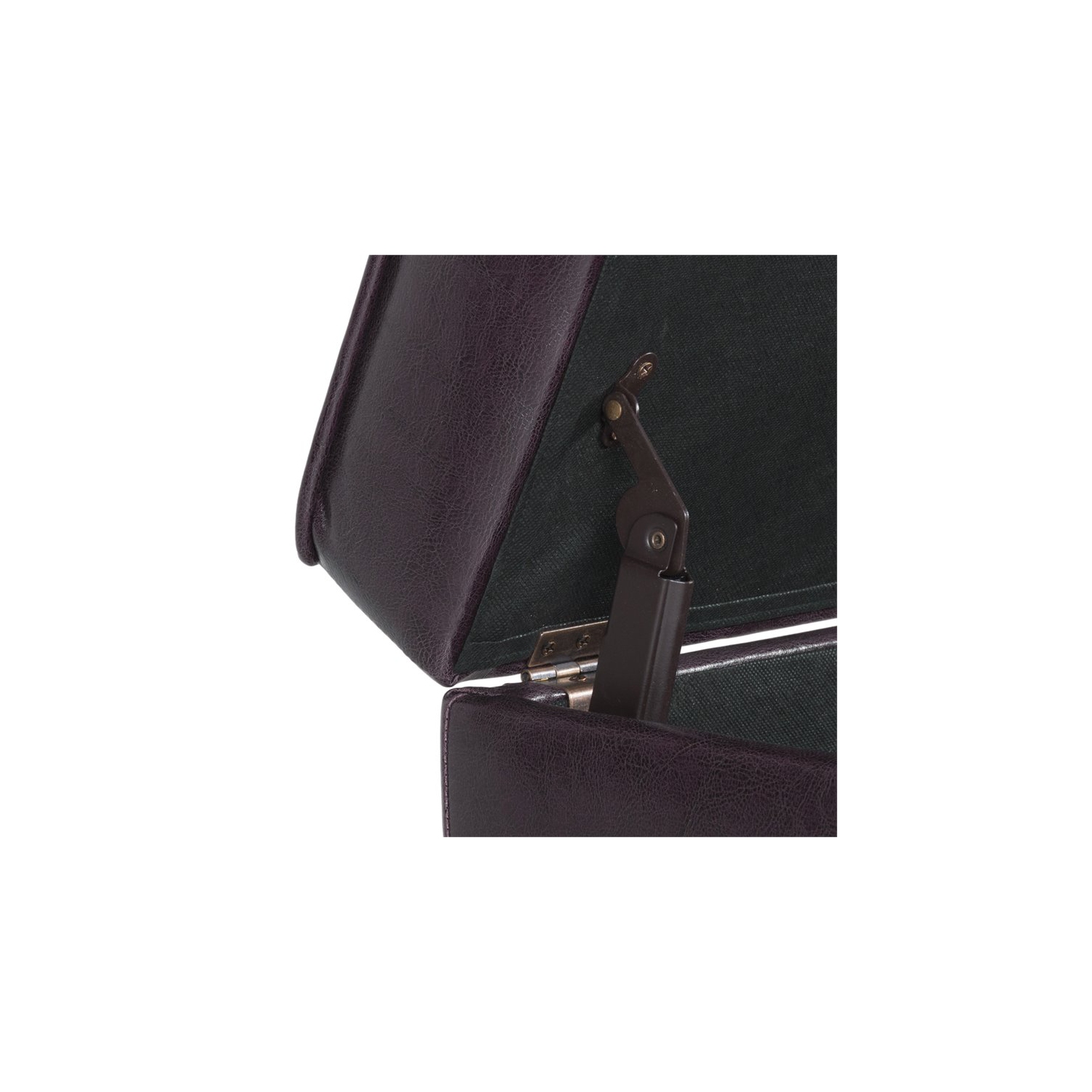 HomePop Square Transitional Wood and Faux Leather Storage Ottoman in Brown