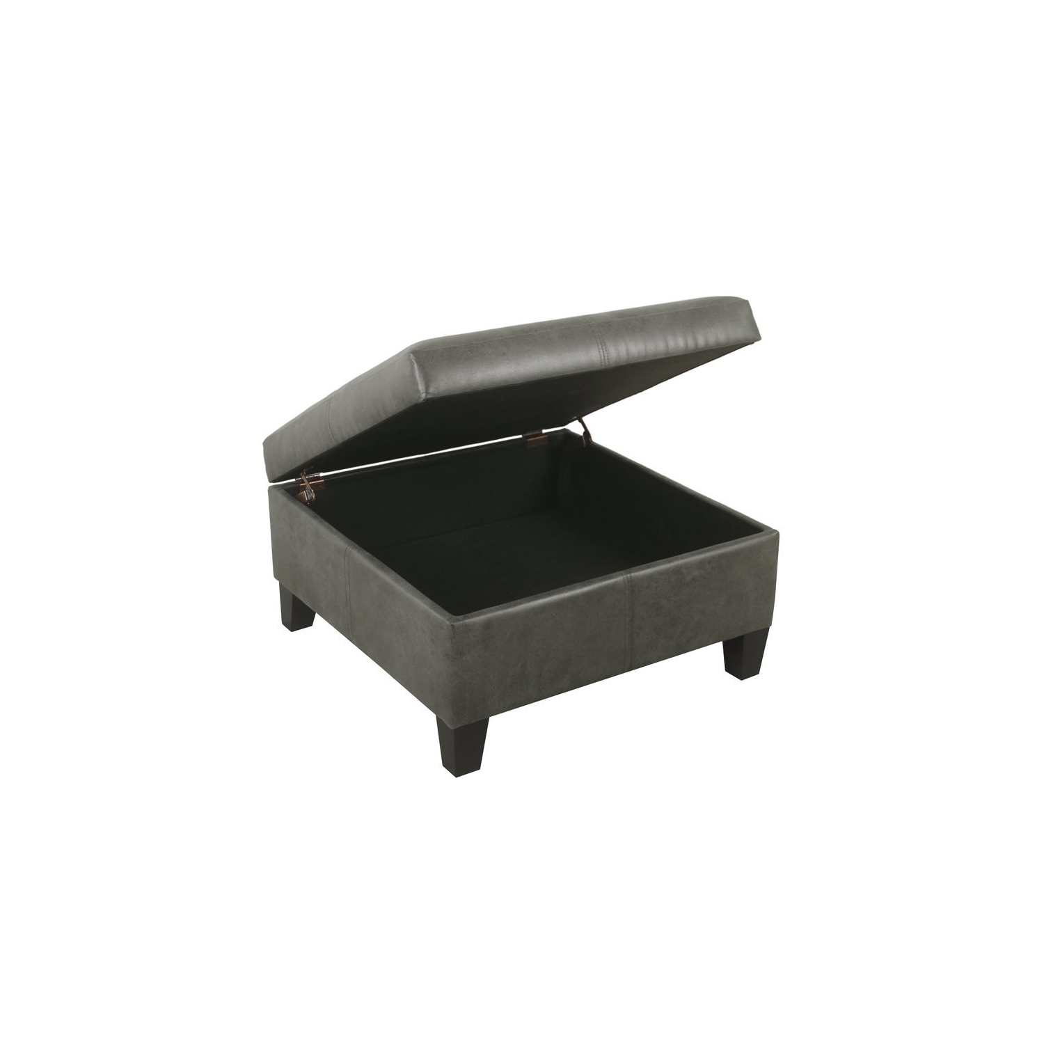 HomePop Transitional Faux Leather Storage Ottoman in Gray Finish