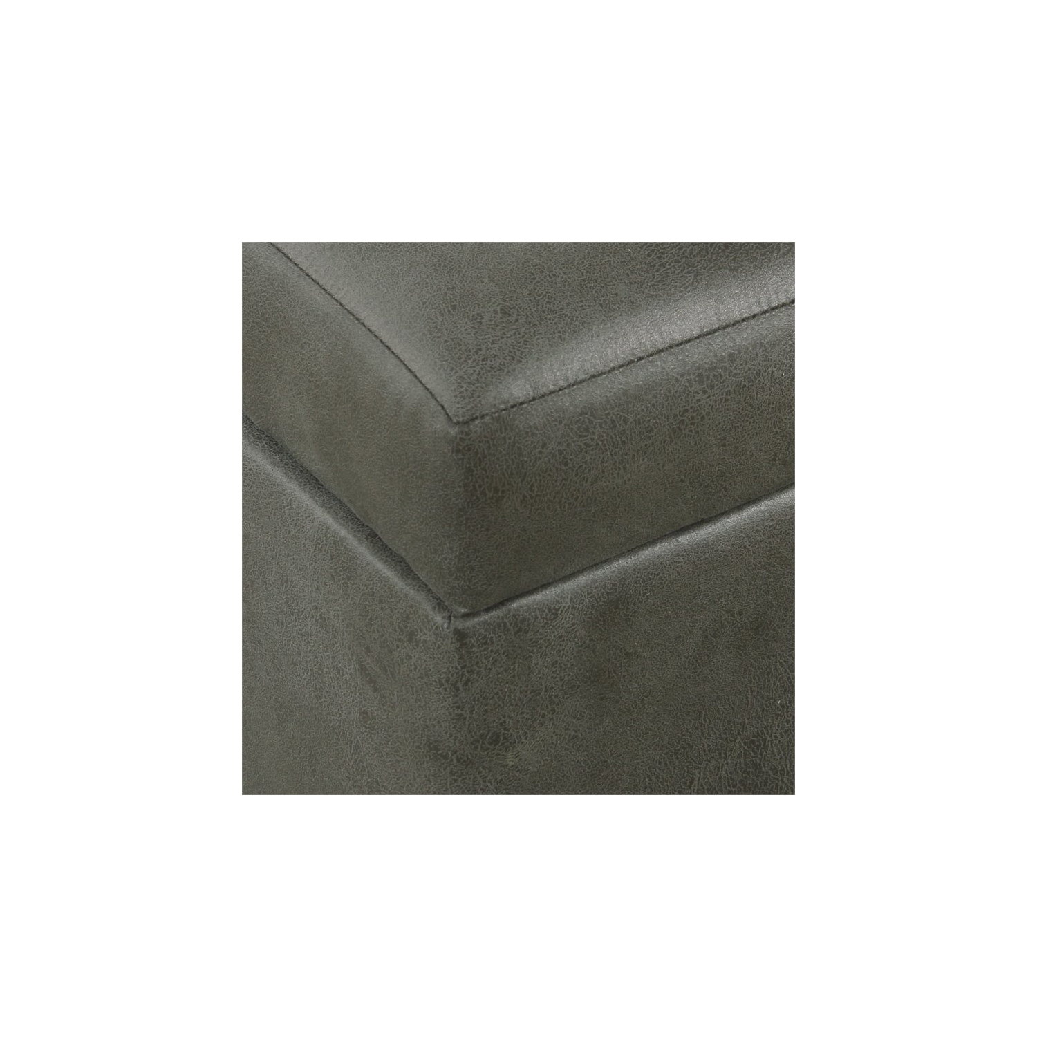 HomePop Transitional Faux Leather Storage Ottoman in Gray Finish