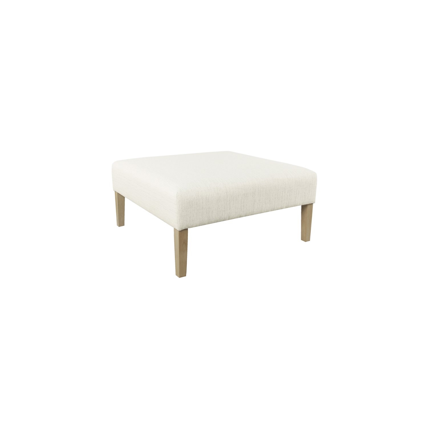 HomePop Square Transitional Wood and Woven Fabric Ottoman in Cream
