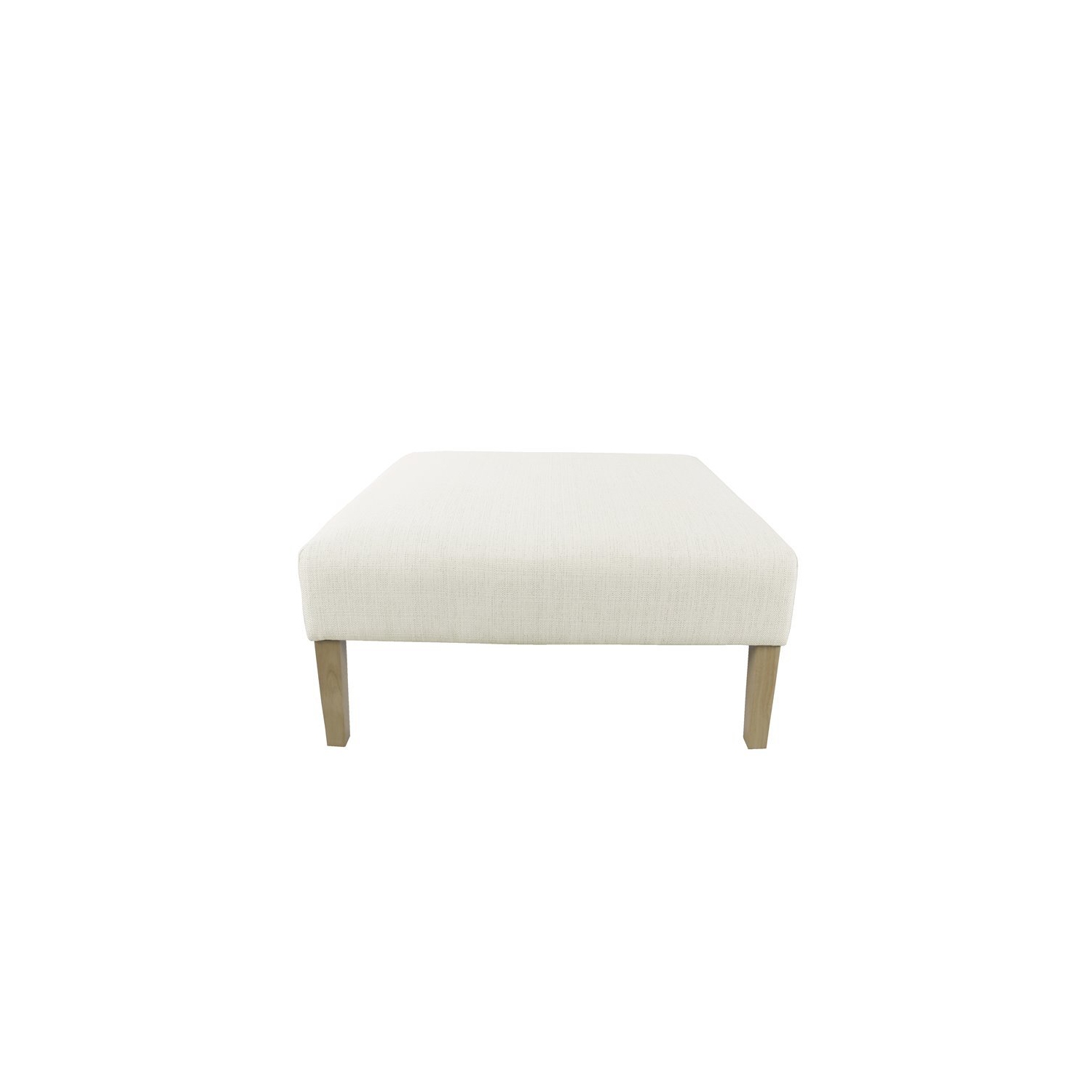 HomePop Square Transitional Wood and Woven Fabric Ottoman in Cream