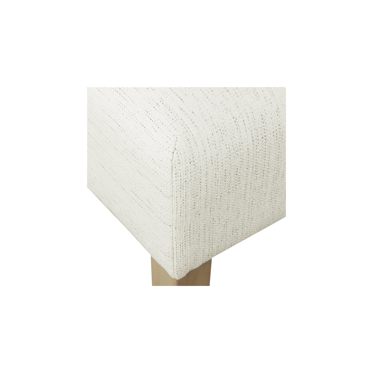 HomePop Square Transitional Wood and Woven Fabric Ottoman in Cream