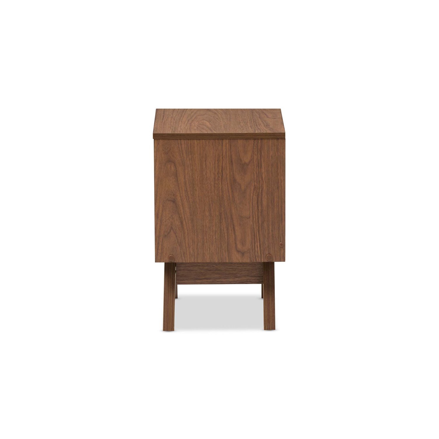 Baxton Studio Hildon 2 Drawer Nightstand in White and Walnut Brown